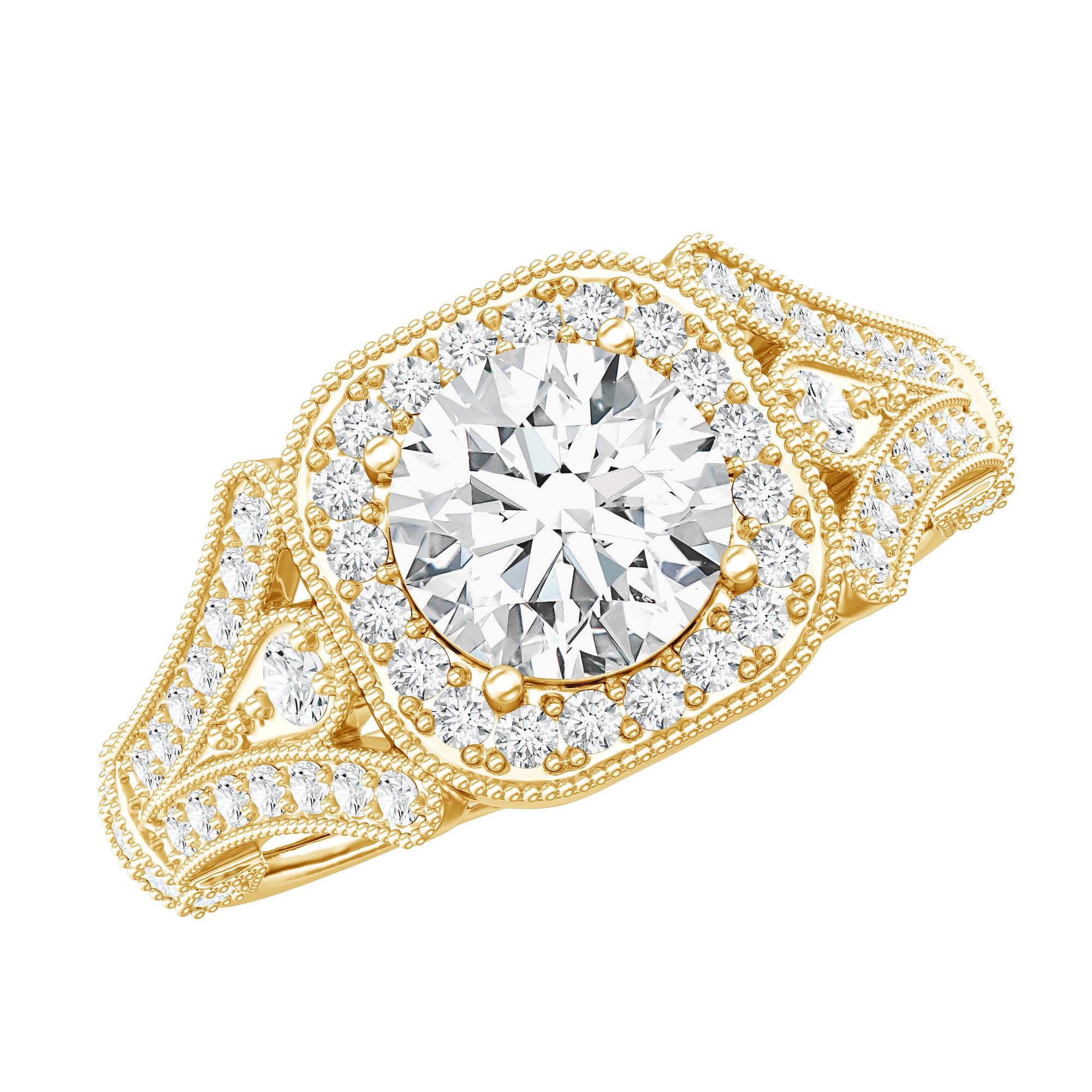 Rosec Jewels-Certified 7 MM Lab Grown Diamond Vintage Style Engagement Ring