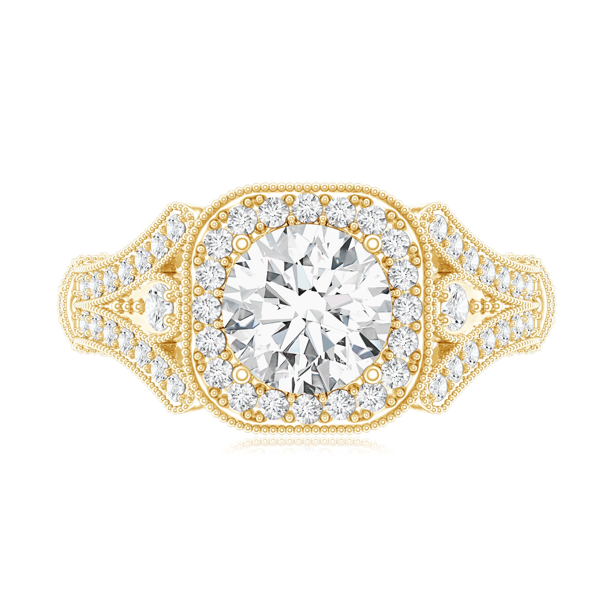 Rosec Jewels-Certified 7 MM Lab Grown Diamond Vintage Style Engagement Ring
