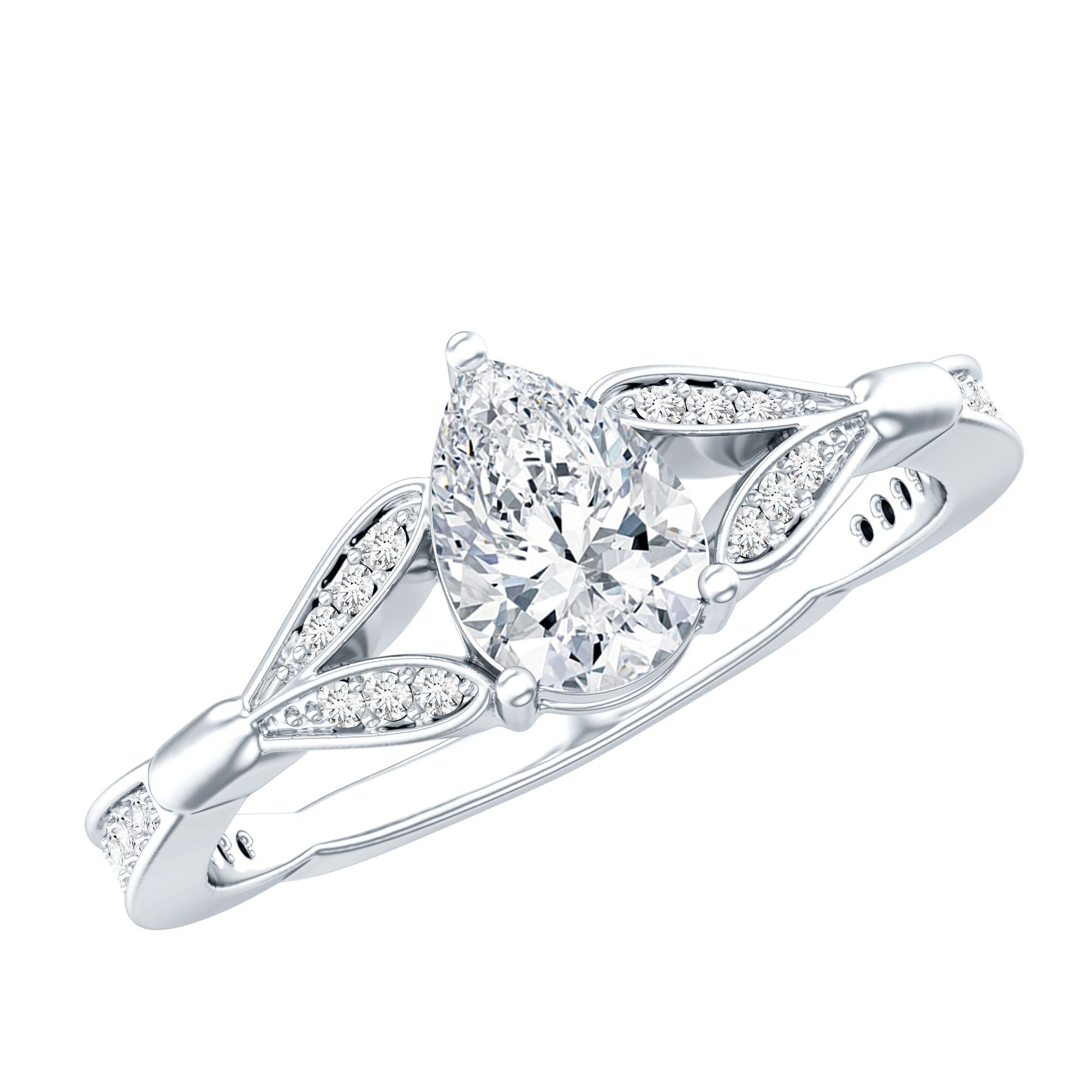 Rosec Jewels-Lab Grown Diamond Teardrop Split Shank Engagement Ring