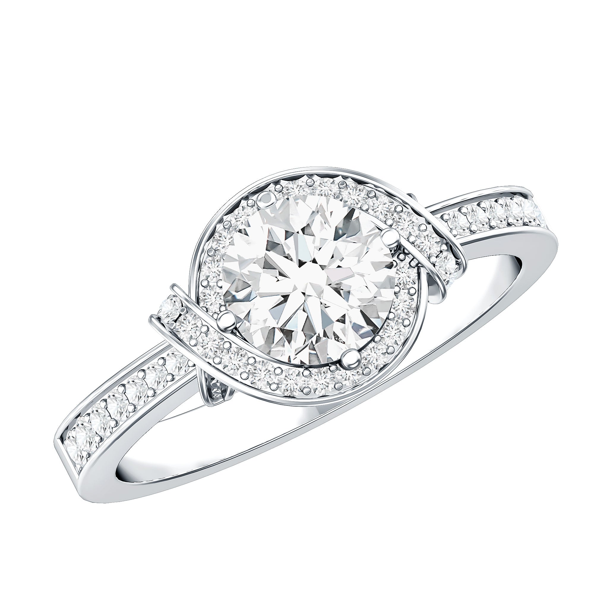 0.9 Carat Lab Grown Diamond Designer Halo Engagement Ring