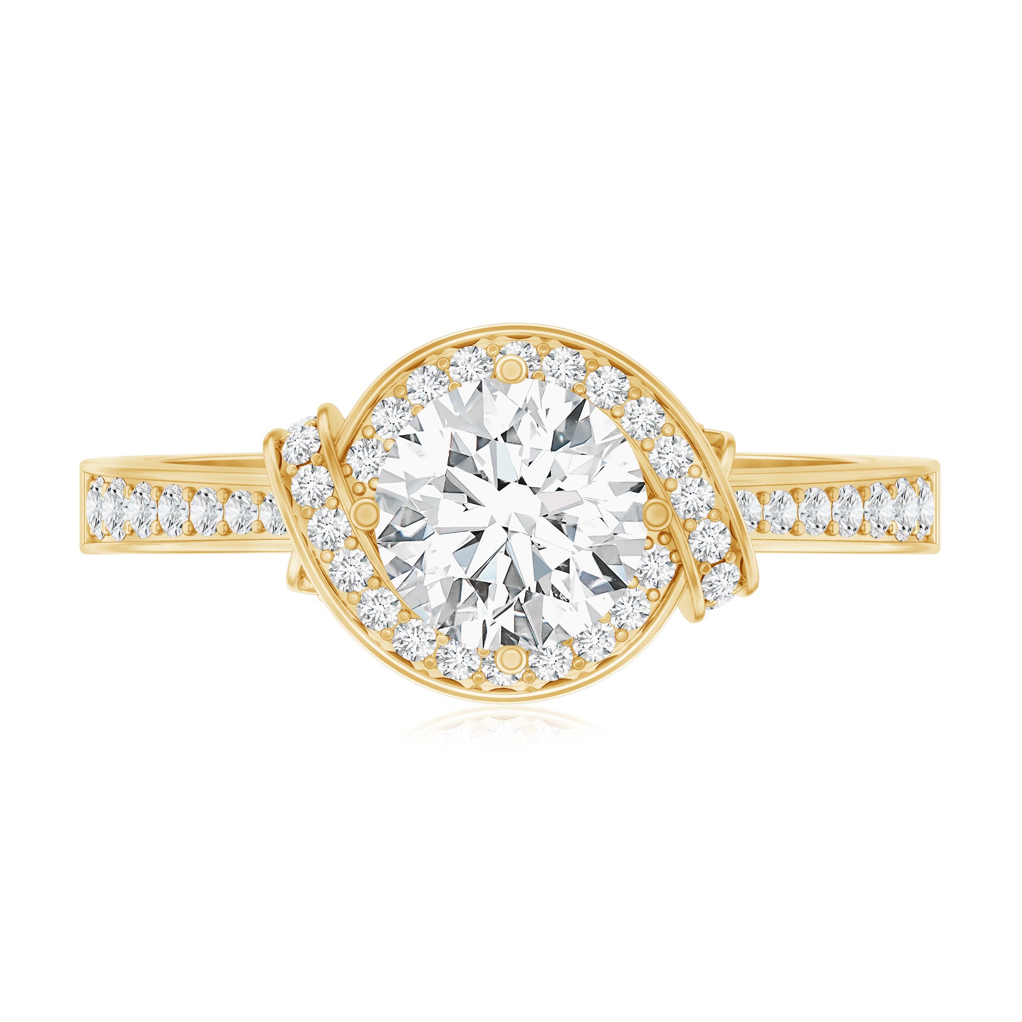 1 Carat Lab Grown Diamond Designer Halo Engagement Ring Lab - ( EF-VS ) - Rosec Jewels