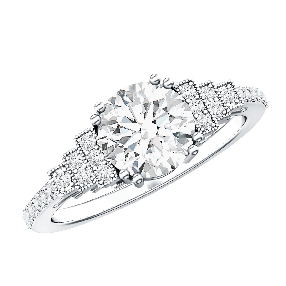 2 Carat Lab Grown Diamond Retro Engagement Ring