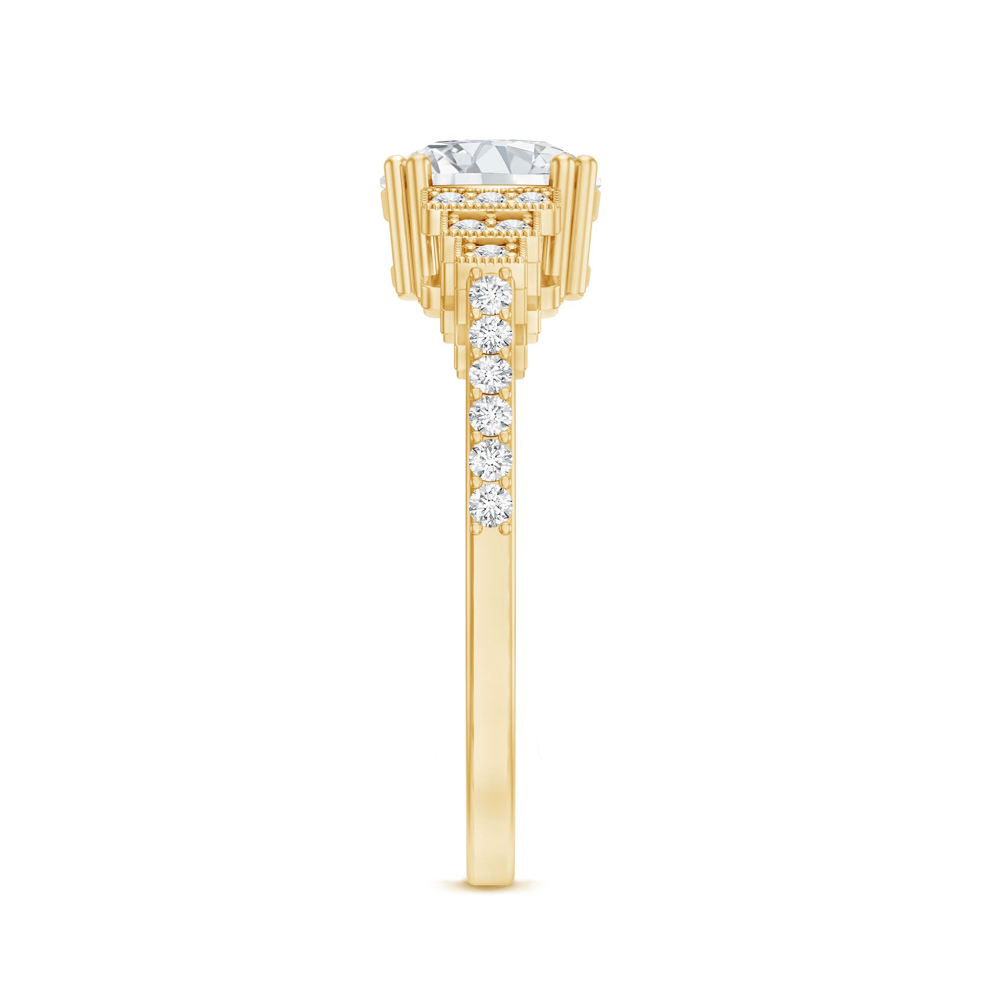 8 MM Lab Grown Diamond Retro Engagement Ring Lab - ( EF-VS ) - Rosec Jewels