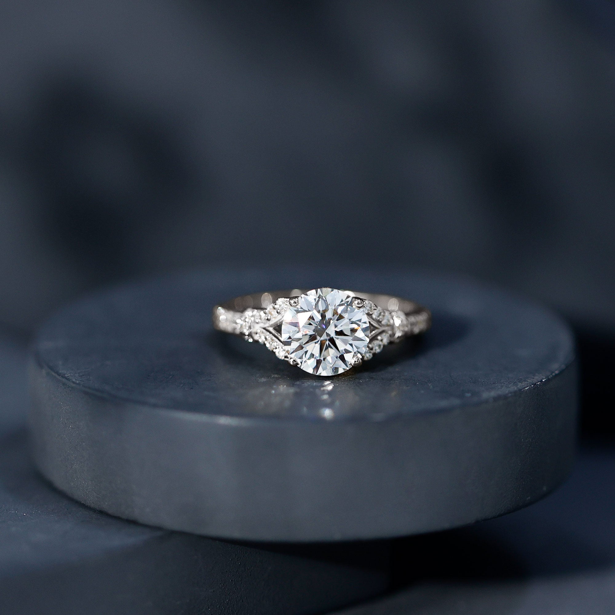 Certified 2Ct Lab Grown Diamond Split Shank Engagement Ring Lab - ( EF-VS ) - Rosec Jewels