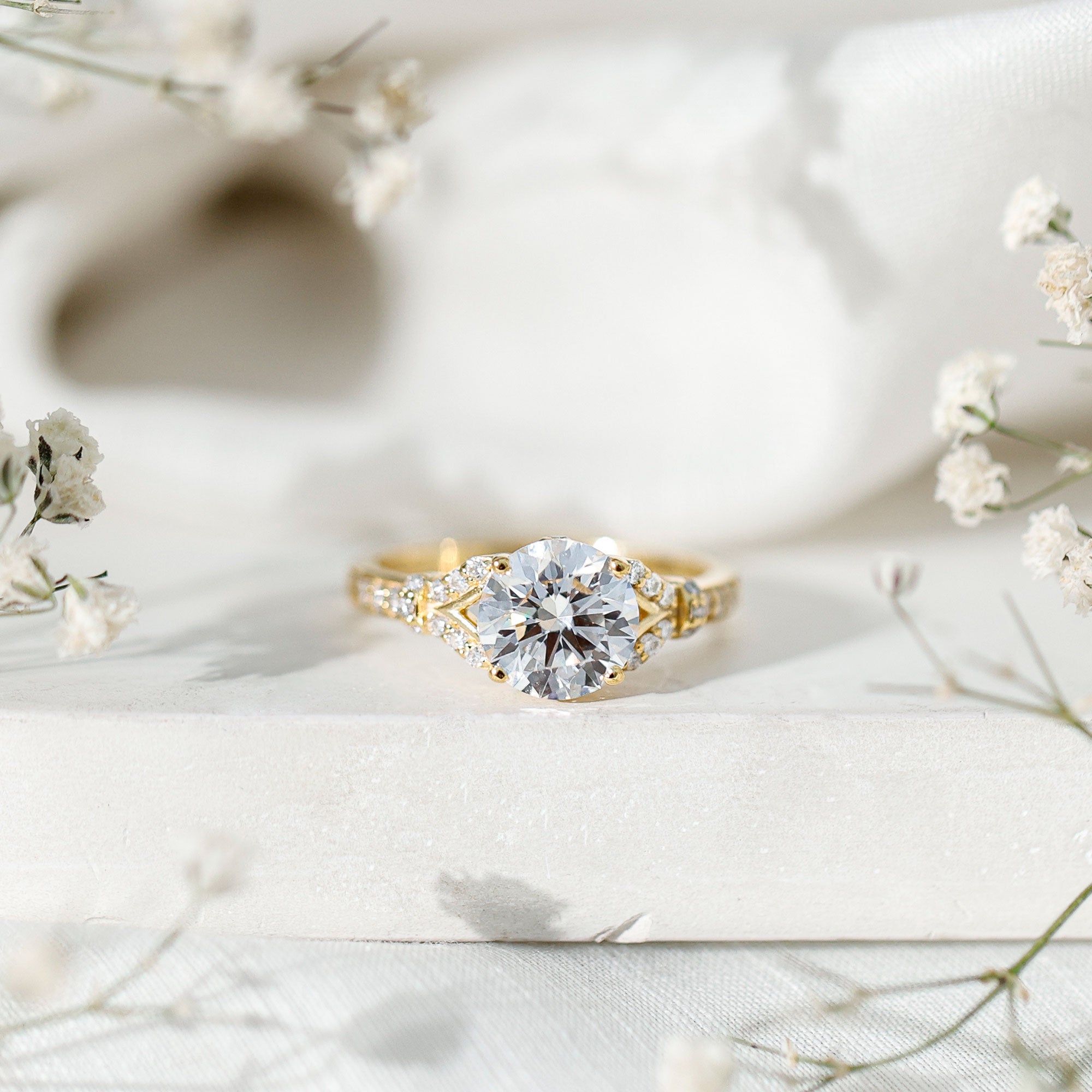 Certified 2Ct Lab Grown Diamond Split Shank Engagement Ring Lab - ( EF-VS ) - Rosec Jewels