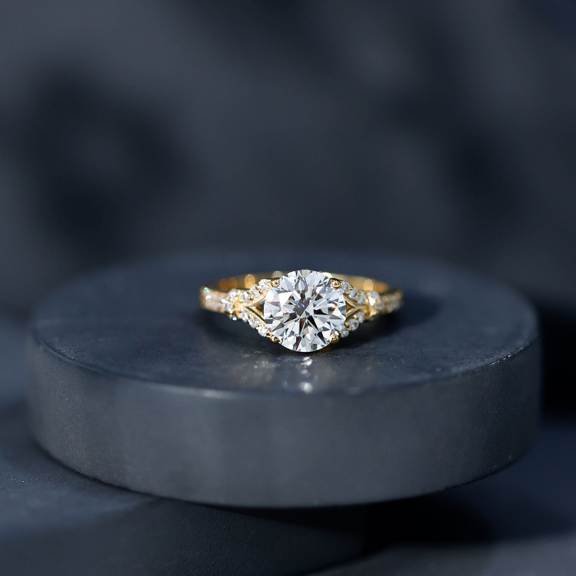 Certified 2Ct Lab Grown Diamond Split Shank Engagement Ring Lab - ( EF-VS ) - Rosec Jewels