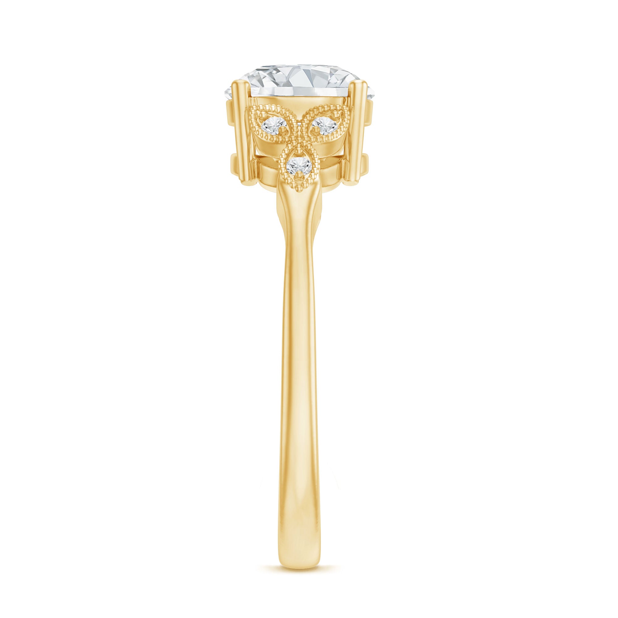 8 MM Round Lab Grown Diamond Vine Engagement Ring Lab - ( EF-VS ) - Rosec Jewels