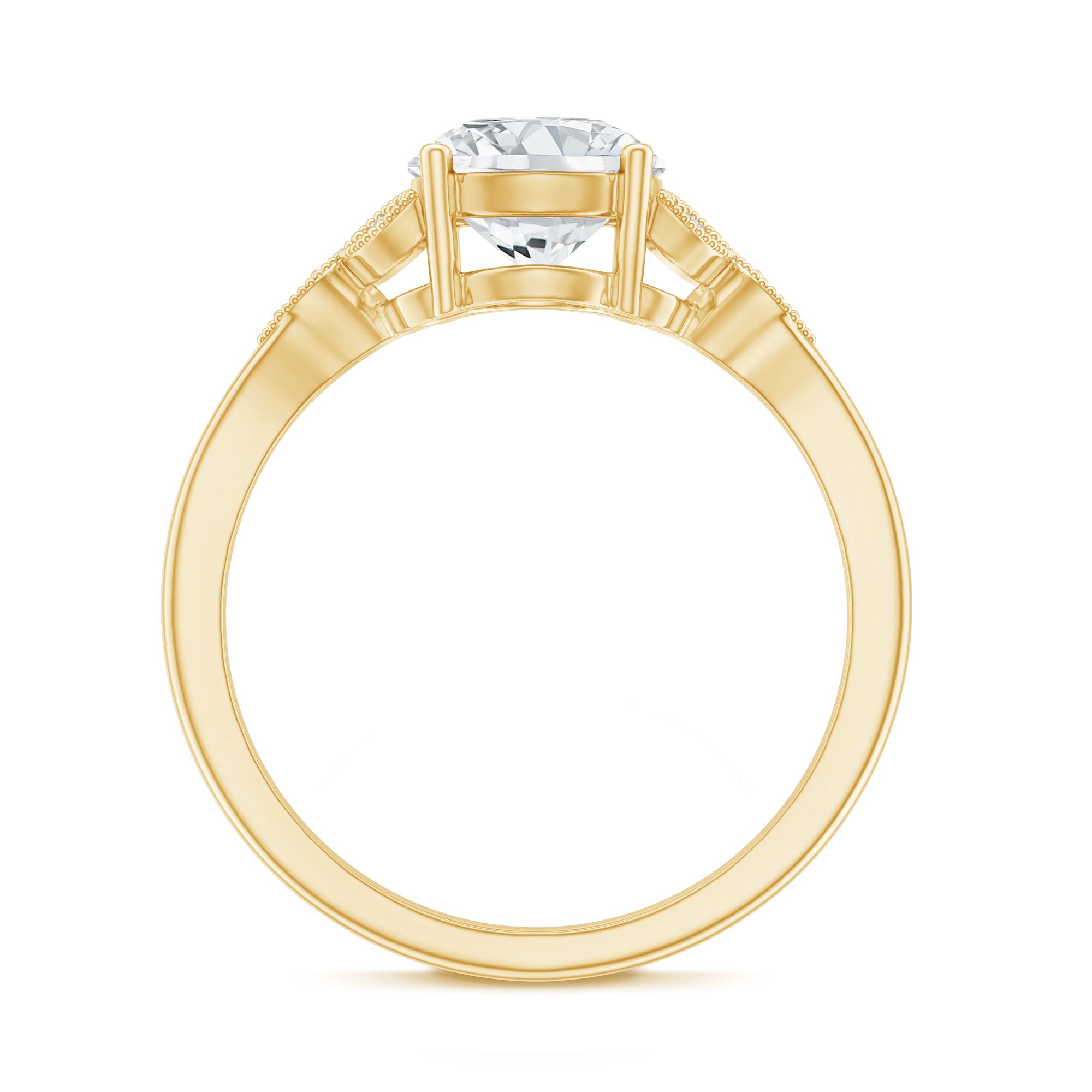 8 MM Round Lab Grown Diamond Vine Engagement Ring Lab - ( EF-VS ) - Rosec Jewels