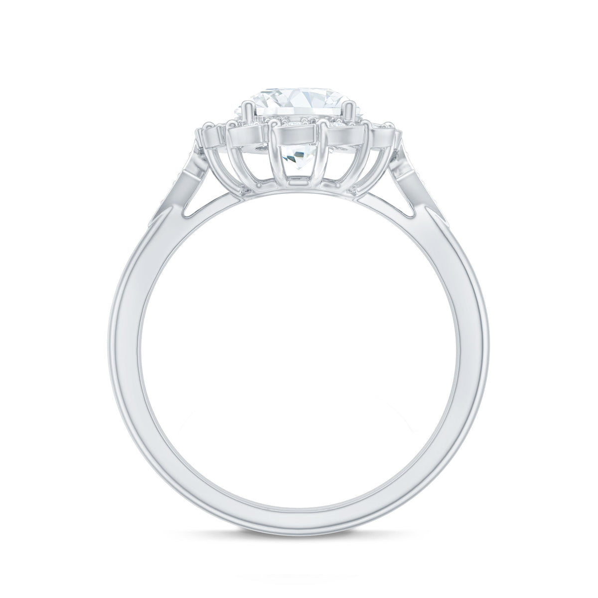 IGI Certified 2 Carat Lab Grown Diamond Flower Halo Engagement Ring Lab - ( E-VS1 ) - Rosec Jewels