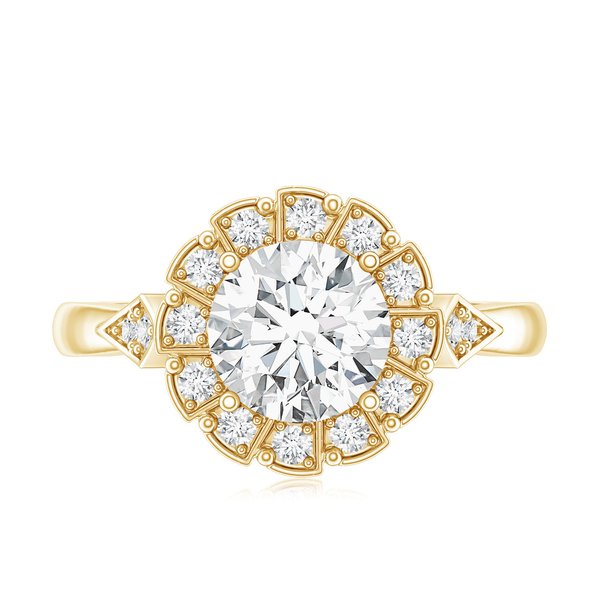 IGI Certified 2 Carat Lab Grown Diamond Flower Halo Engagement Ring Lab - ( E-VS1 ) - Rosec Jewels
