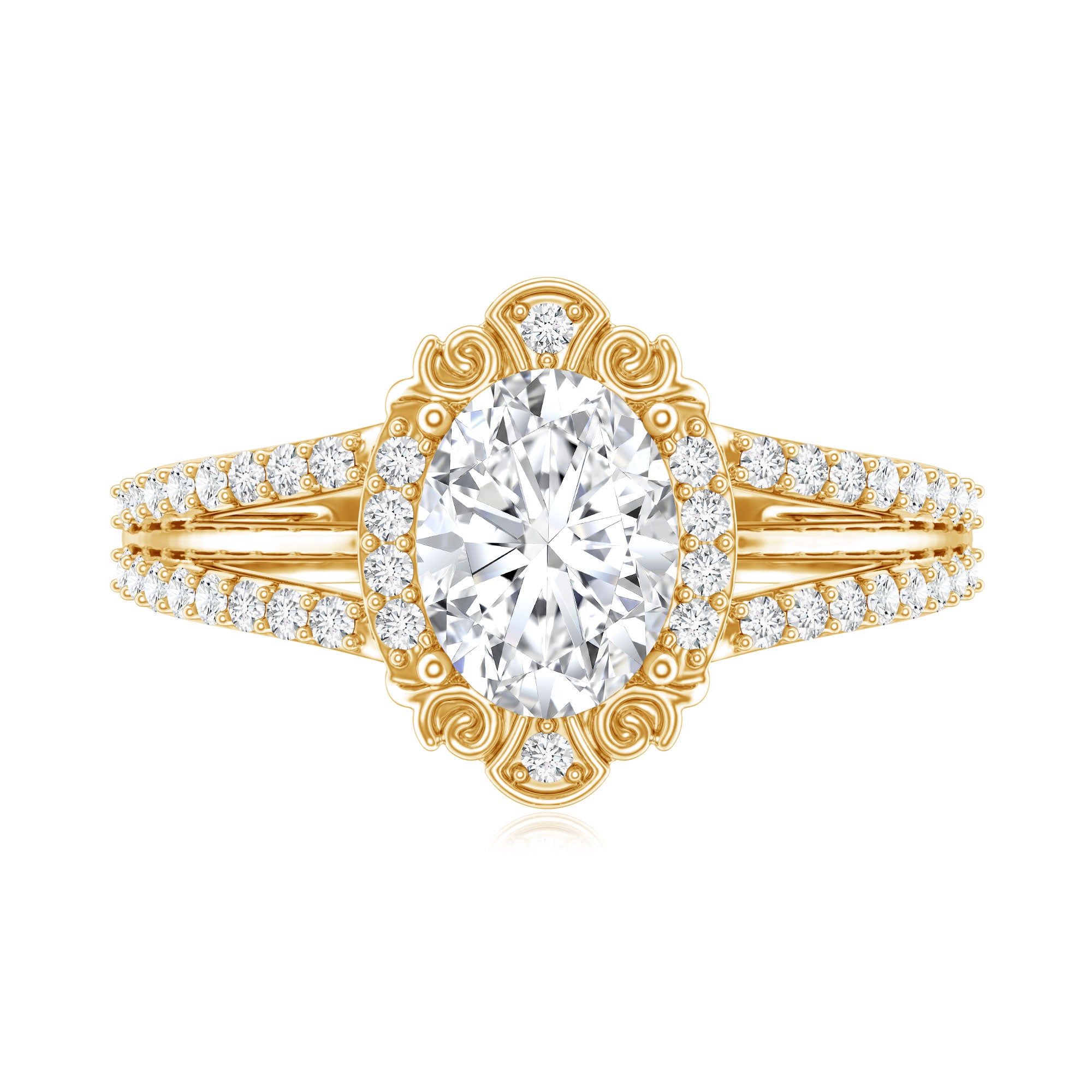 6X8 MM Oval Lab Grown Diamond Vintage Engagement Ring For Women Lab - ( EF-VS ) - Rosec Jewels