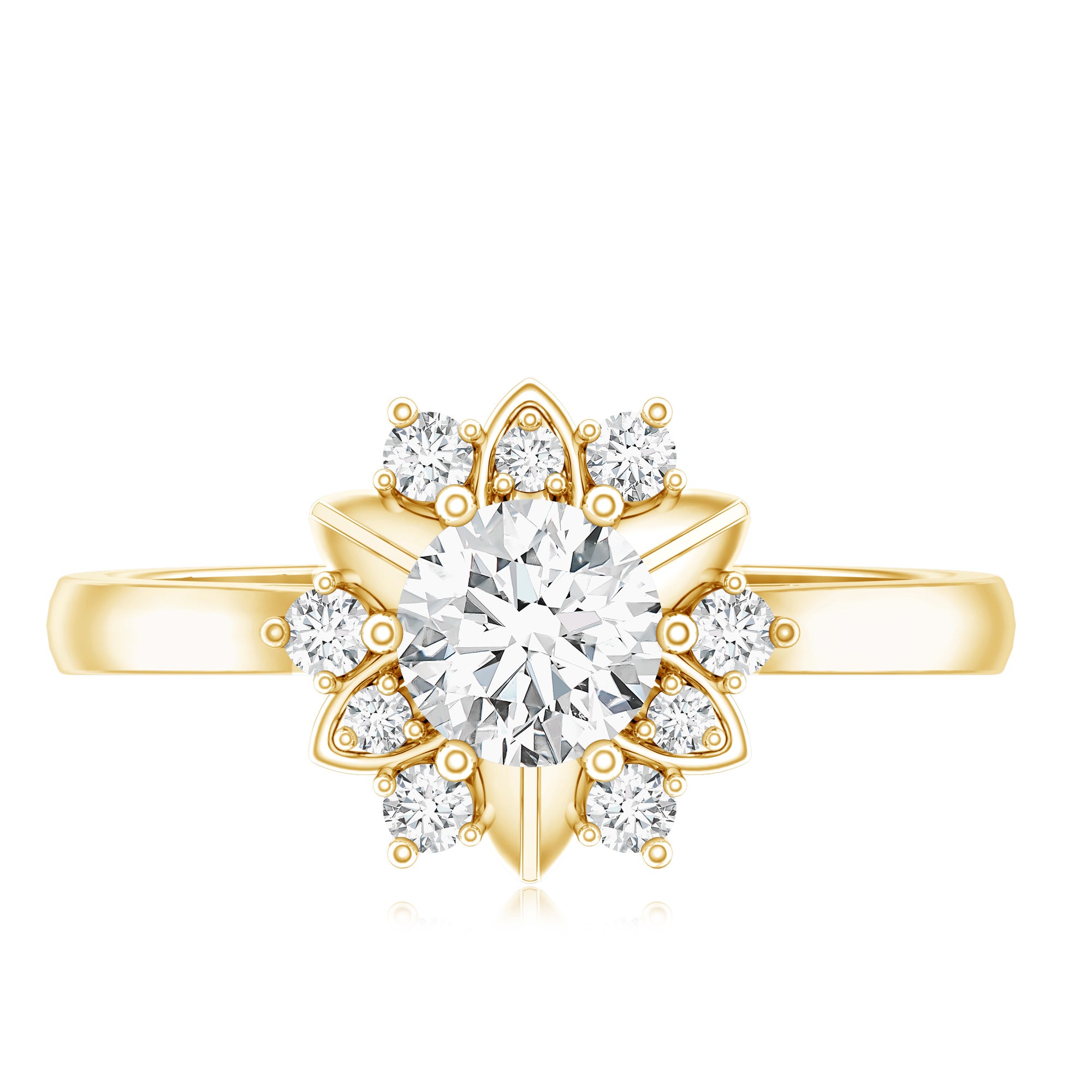 Certified Lab Grown Diamond Nature Engagement Ring Lab - ( EF-VS ) - Rosec Jewels