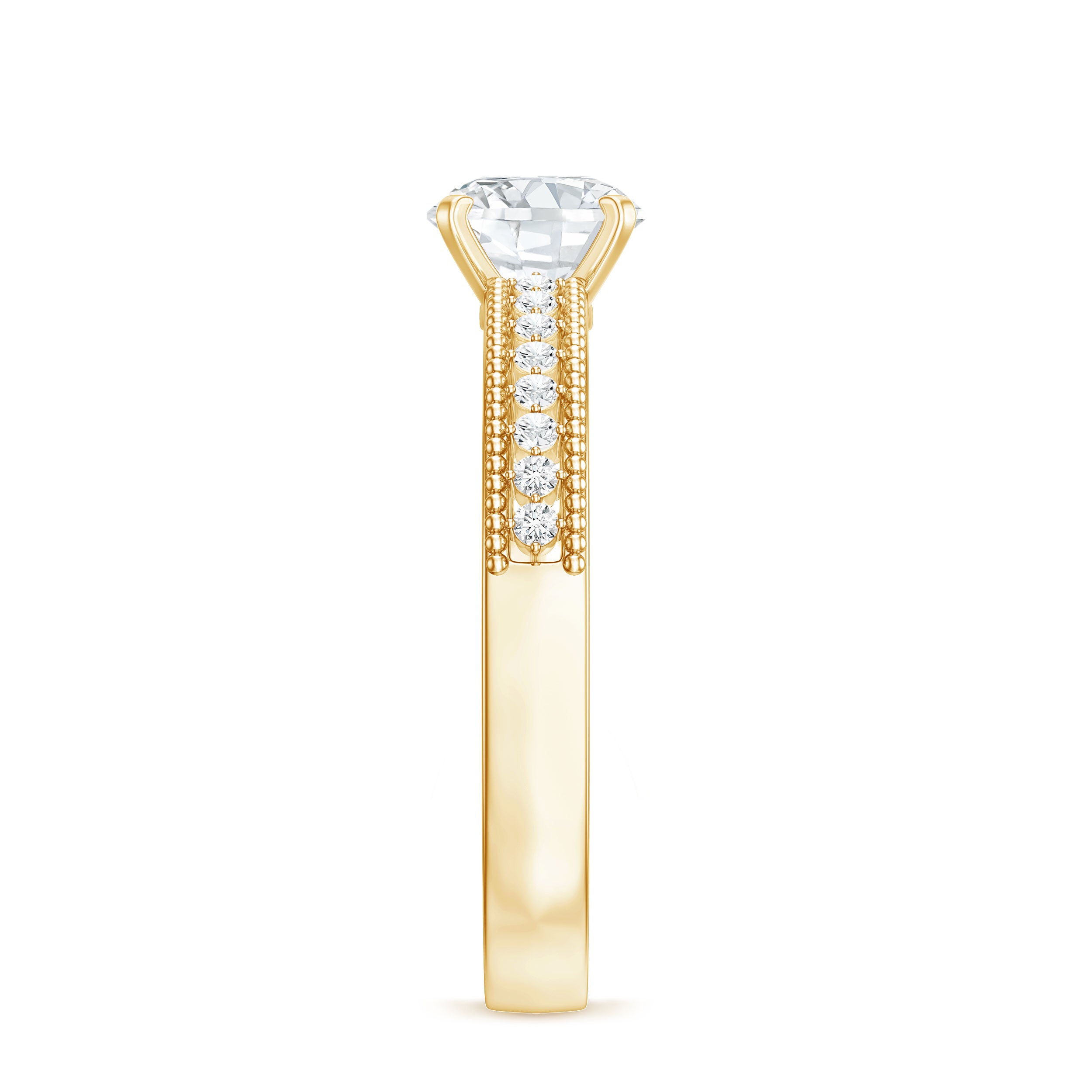 Certified 6 MM Lab Grown Diamond Engagement Ring with Side Stones Lab - ( EF-VS ) - Rosec Jewels