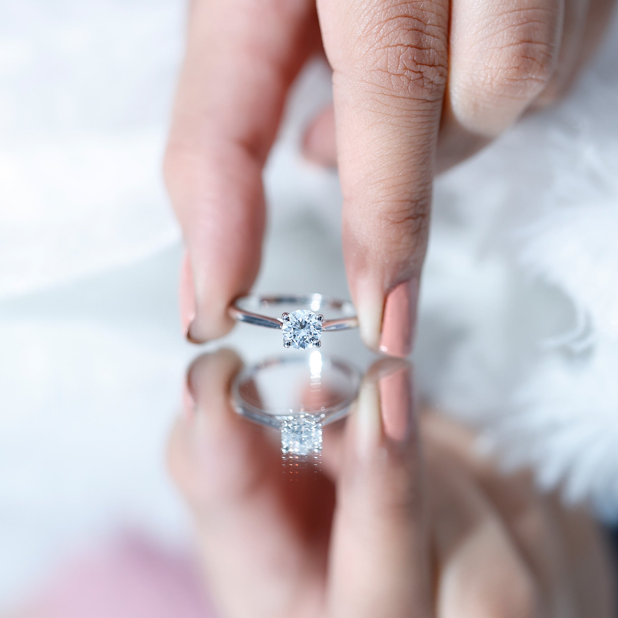 Certified Lab Grown Diamond 6 MM Circle Engagement Ring Lab - ( EF-VS ) - Rosec Jewels