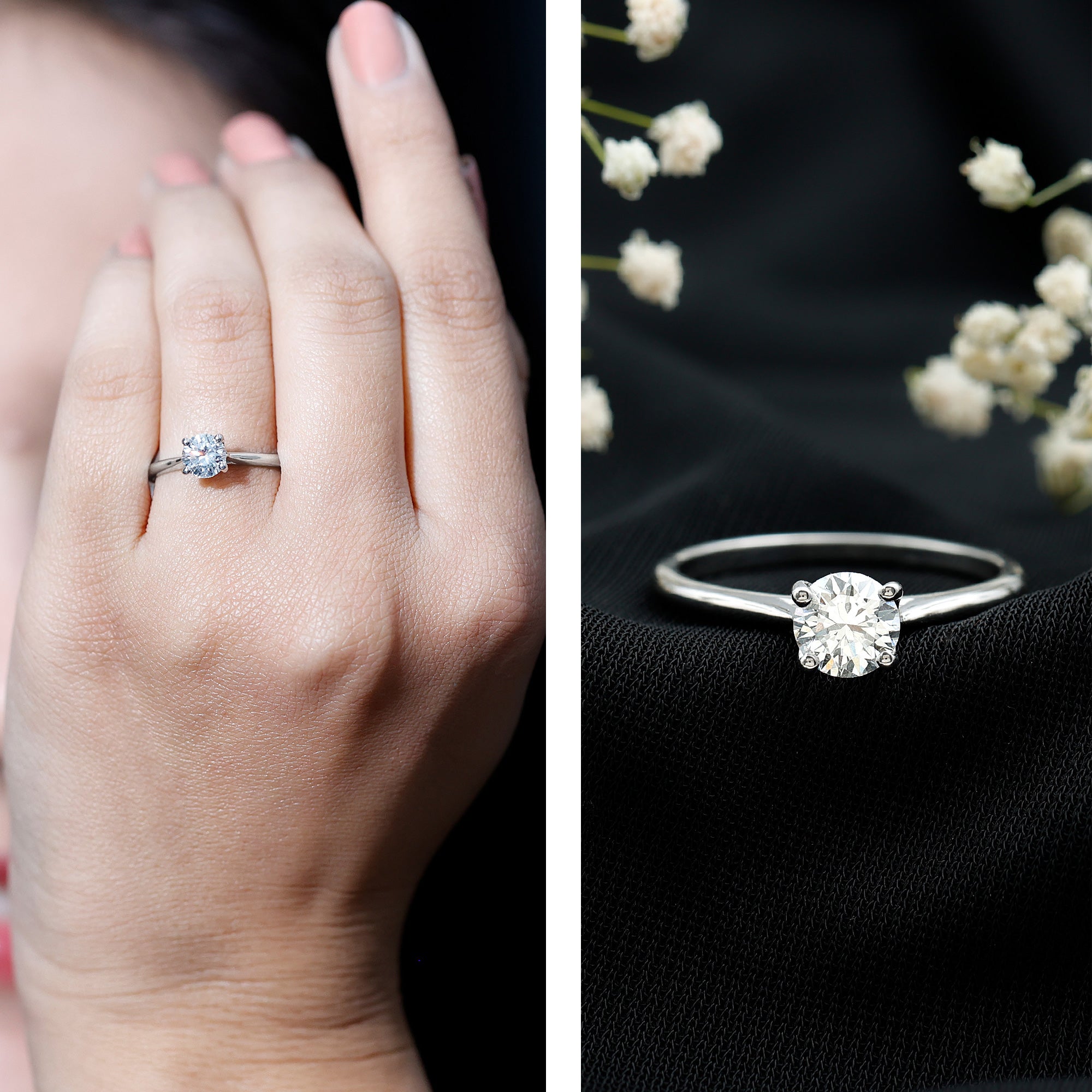 Certified Lab Grown Diamond 6 MM Circle Engagement Ring Lab - ( EF-VS ) - Rosec Jewels