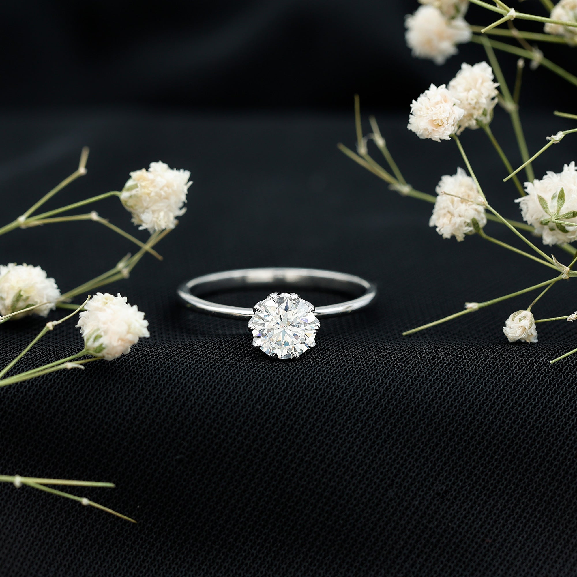 Rosec Jewels-Lab Grown Diamond 6 MM Round Cut Engagement Ring