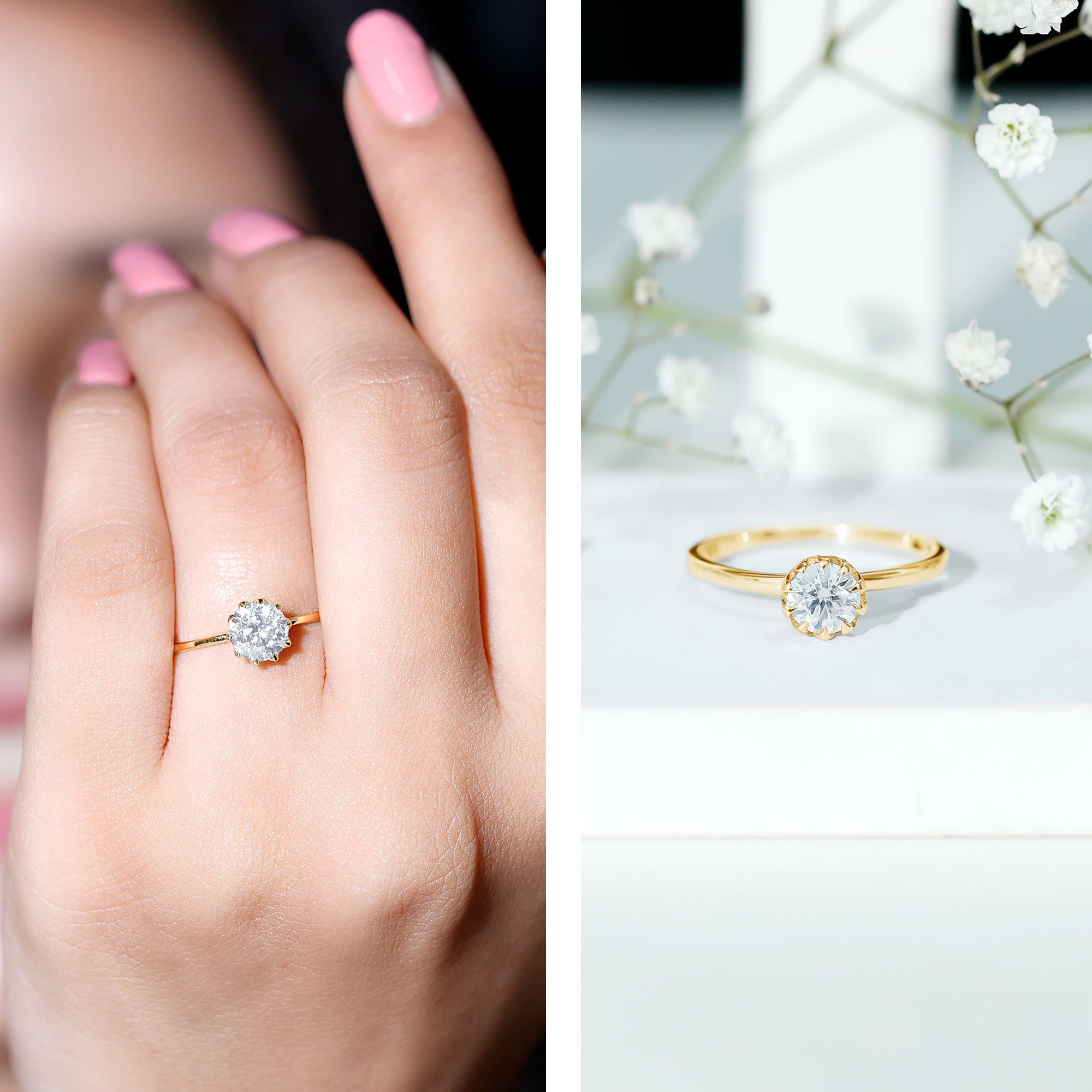Rosec Jewels-Lab Grown Diamond 6 MM Round Cut Engagement Ring