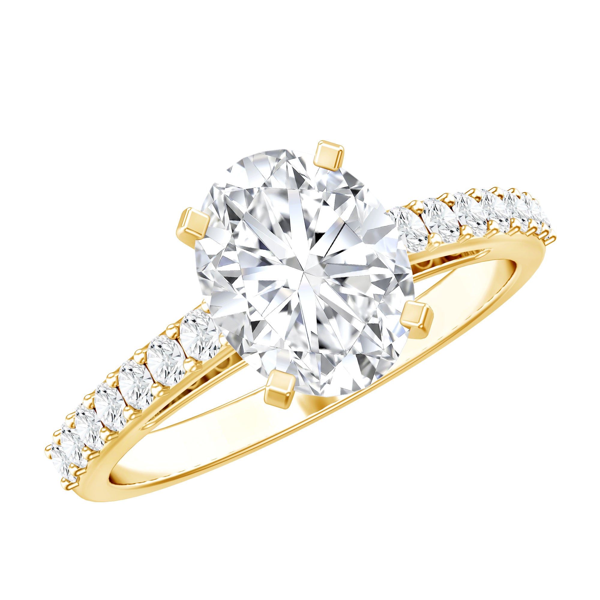 Certified Lab Grown Diamond 2 Carat Engagement Ring With Side Stones Lab - ( EF-VS ) - Rosec Jewels