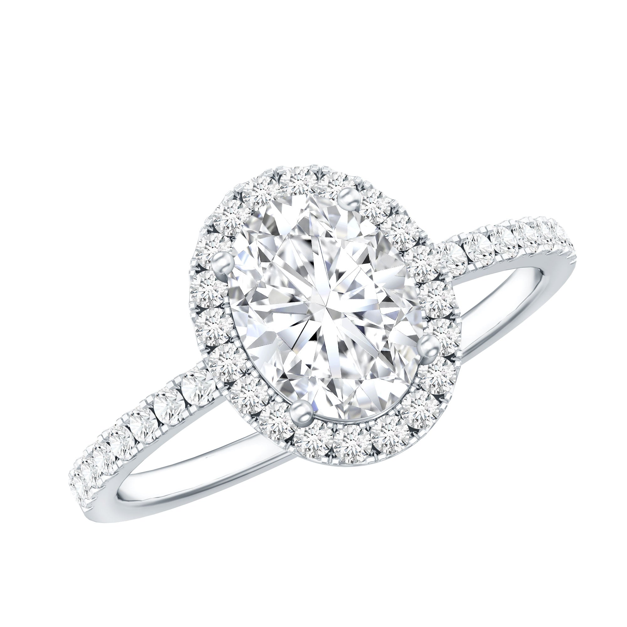Rosec Jewels-Certified Lab Grown Diamond 6X8 MM Oval Engagement Ring With Side Stones