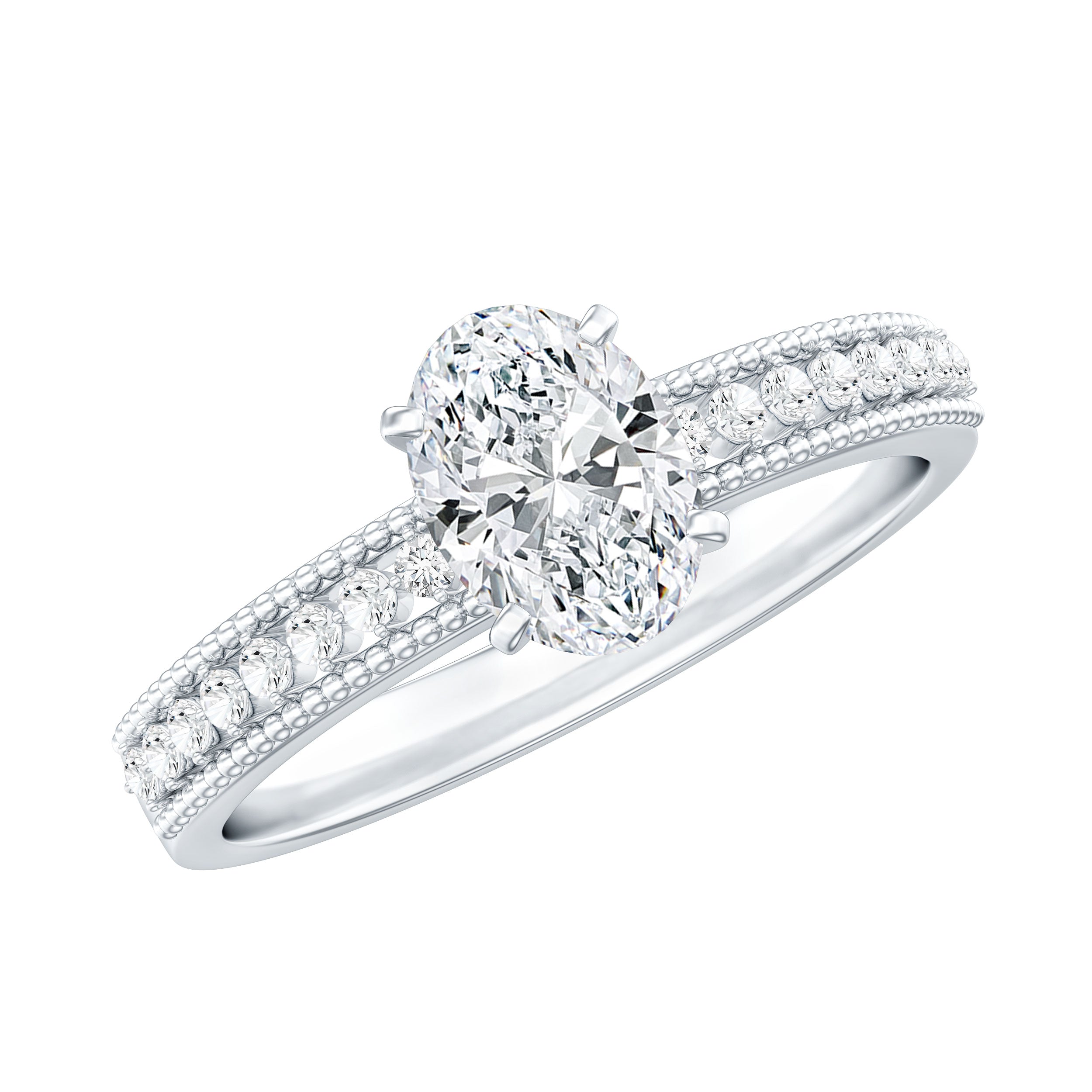 Certified 5X7 MM Oval Lab Grown Diamond Vintage Inspired Engagement Ring Lab - ( EF-VS ) - Rosec Jewels
