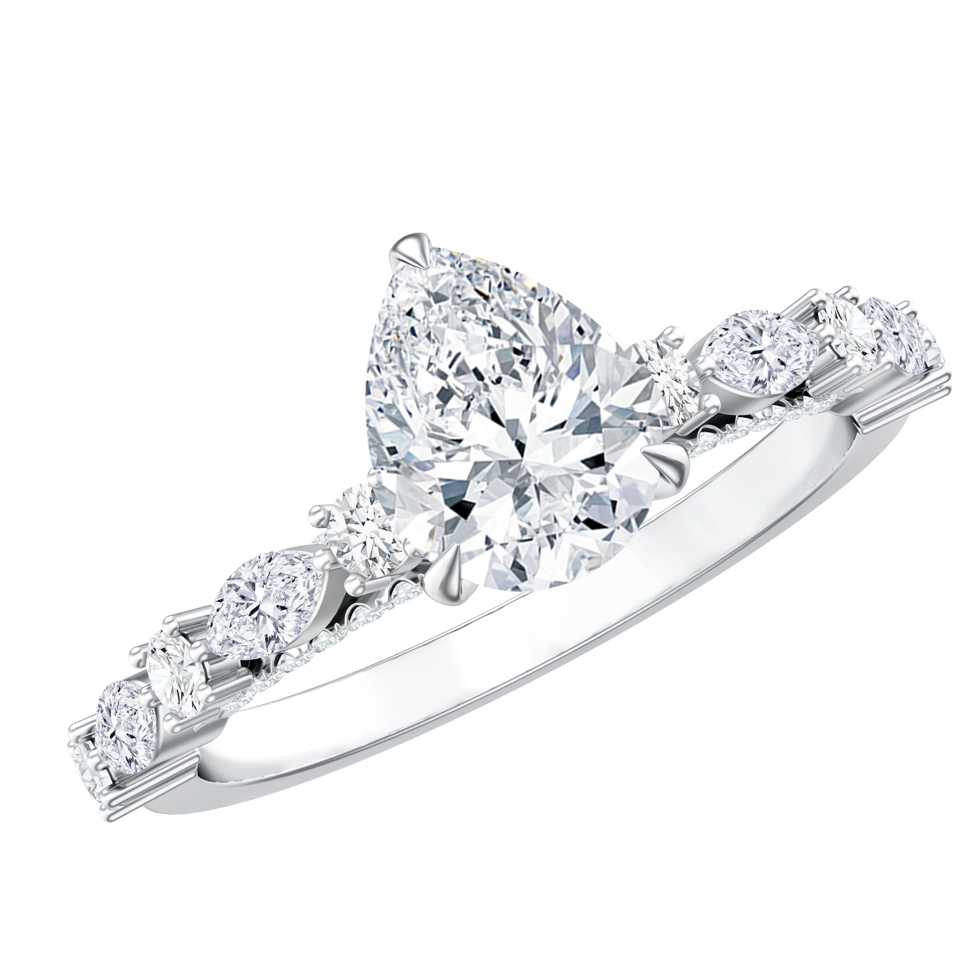 Certified Lab Grown Diamond 6X8 MM Pear Shaped Engagement Ring Lab - ( EF-VS ) - Rosec Jewels