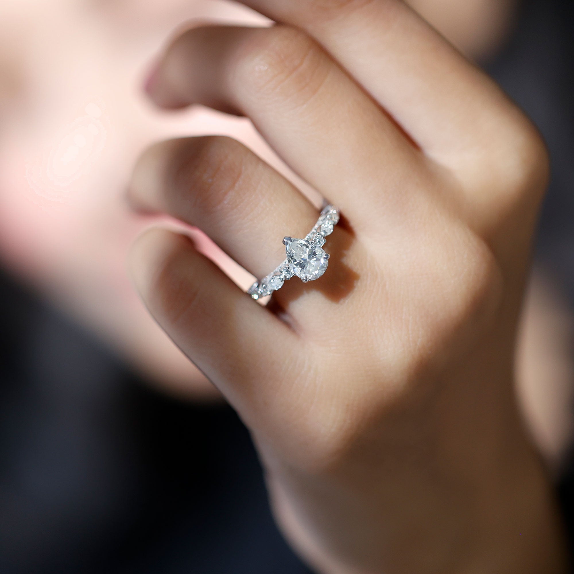 Certified Lab Grown Diamond 6X8 MM Pear Shaped Engagement Ring Lab - ( EF-VS ) - Rosec Jewels