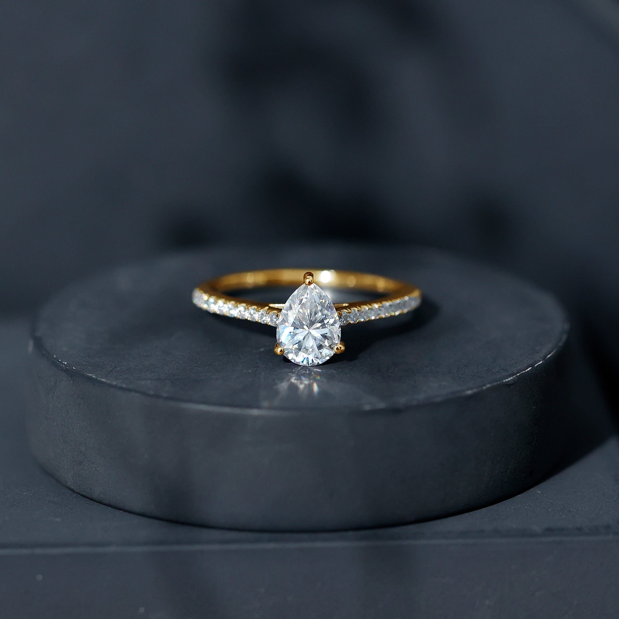 Rosec Jewels-Lab Diamond 6X8 MM Pear Shape Engagement Ring With Side Stones
