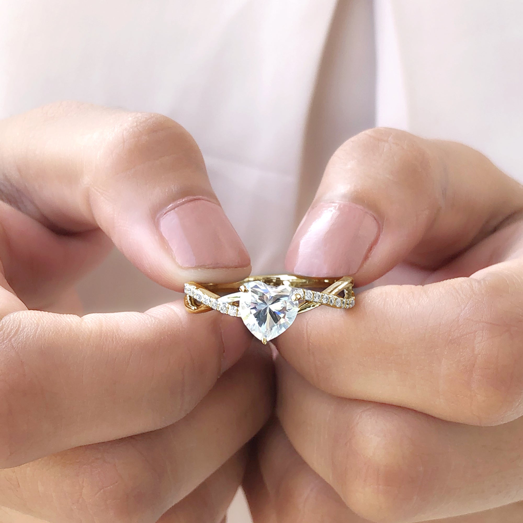 Rosec Jewels-Criss Cross Lab Grown Diamond Heart Engagement Ring