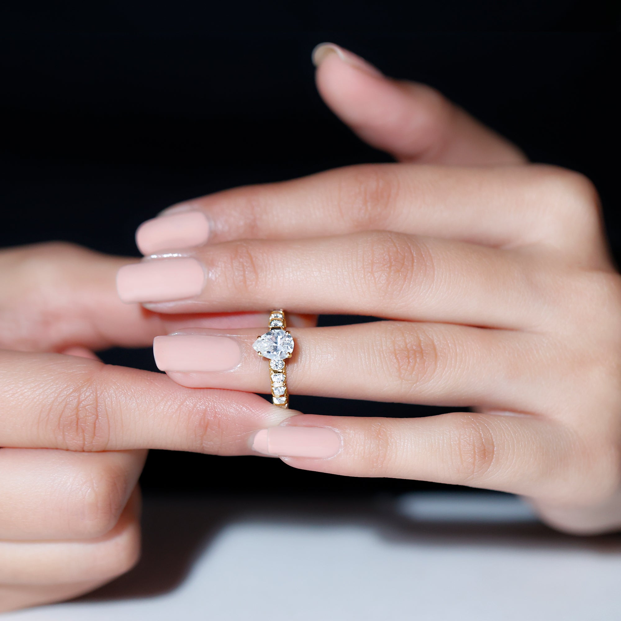 Rosec Jewels-1 CT Pear Cut Lab Grown Diamond Engagement Ring for Women