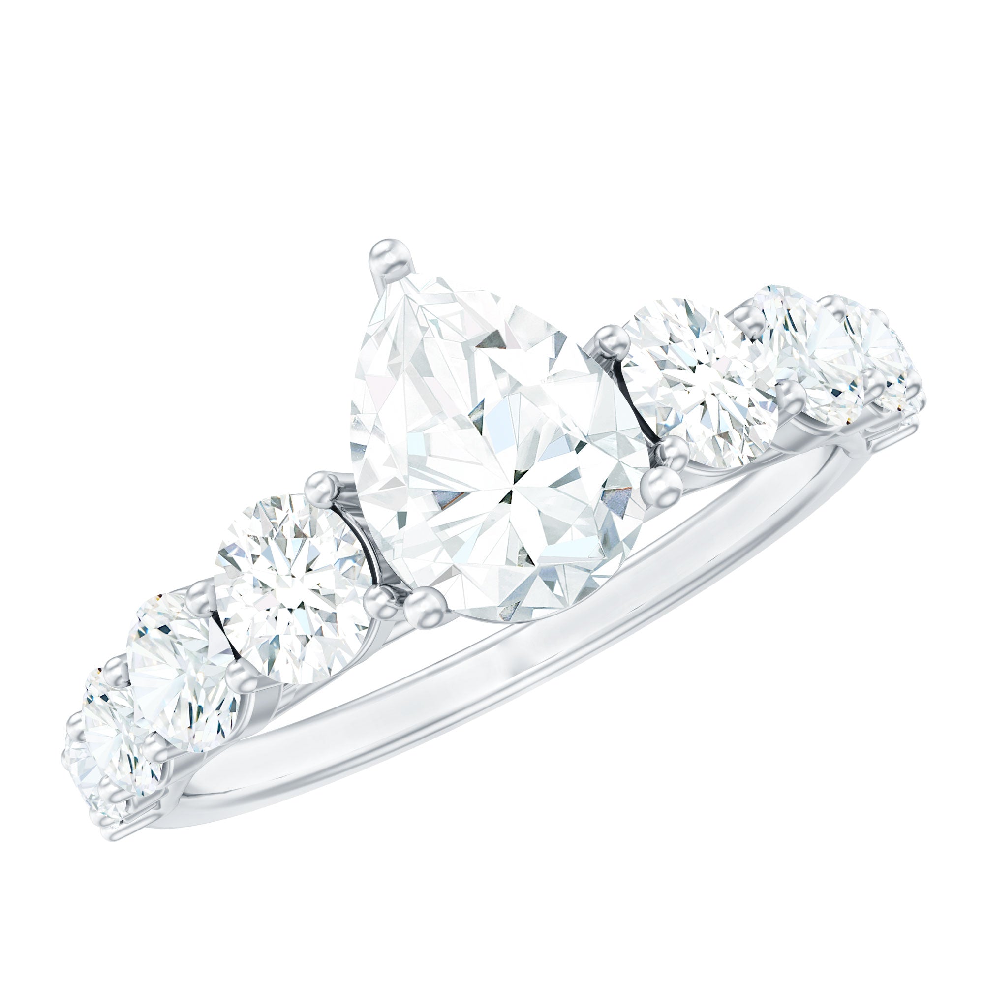 Certified Diamond Teardrop Engagement Ring with Sides Stones