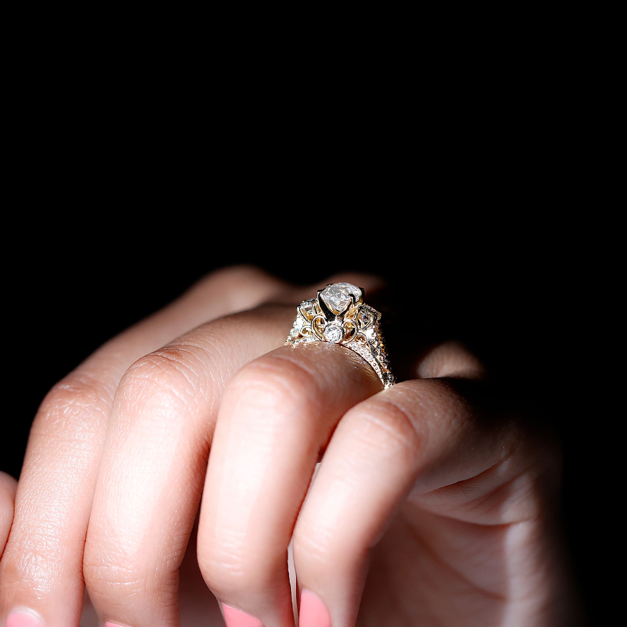 Rosec Jewels-Certified Diamond Vintage Looking Engagement Ring