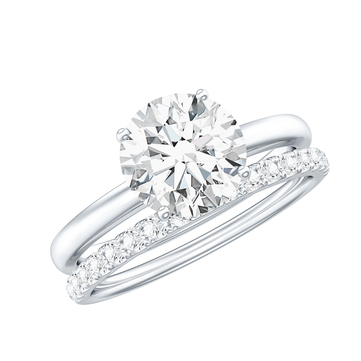 Certified 2 Carat Lab Grown Diamond Solitaire Wedding Ring Set
