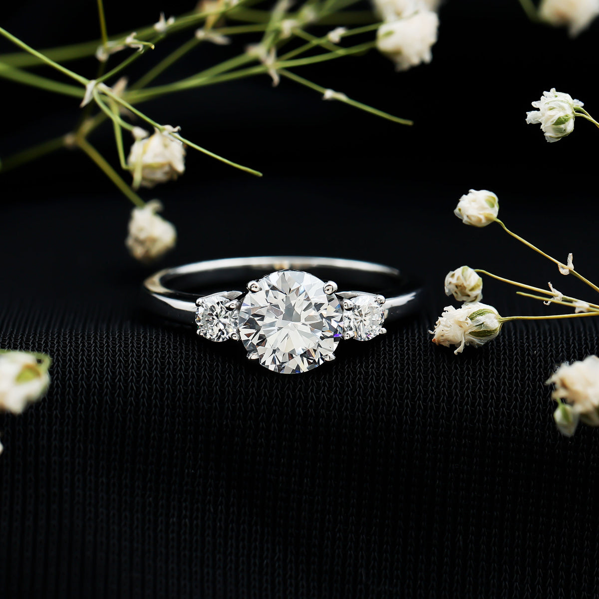 1.2 Carat Lab Grown Diamond 3 Stone Engagement Ring for Women Lab - ( EF-VS ) - Rosec Jewels