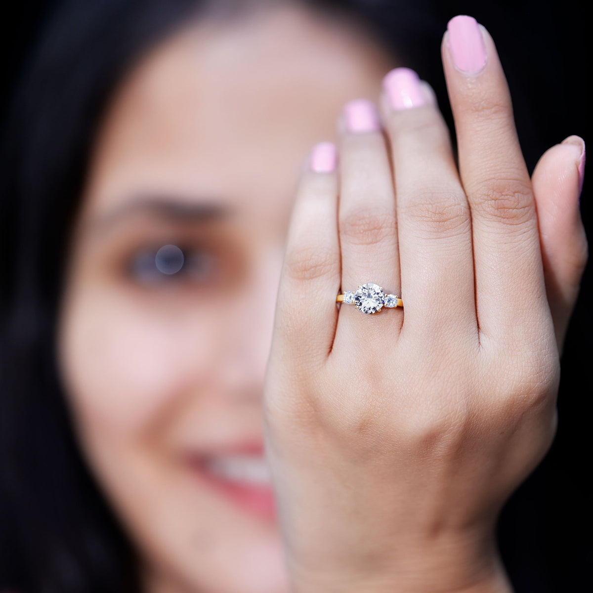 1.2 Carat Lab Grown Diamond 3 Stone Engagement Ring for Women Lab - ( EF-VS ) - Rosec Jewels