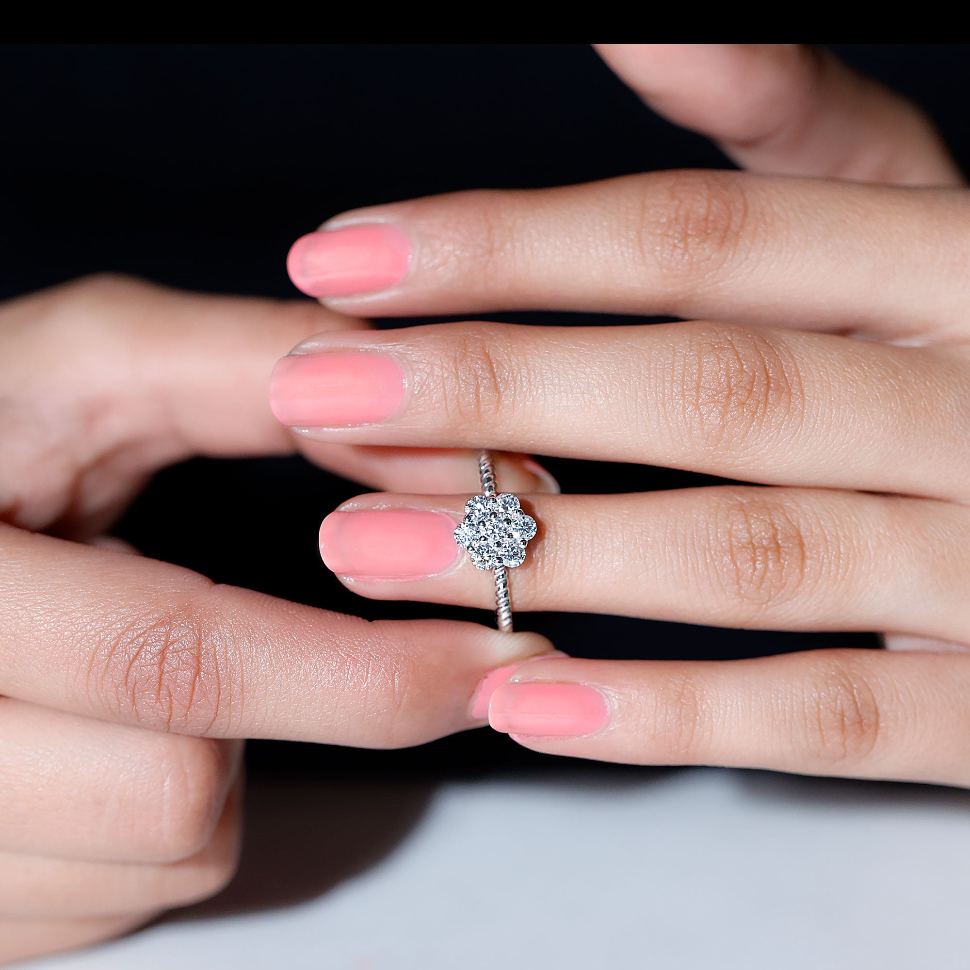 Rosec Jewels-Lab Created Diamond Flower Engagement Ring for Her