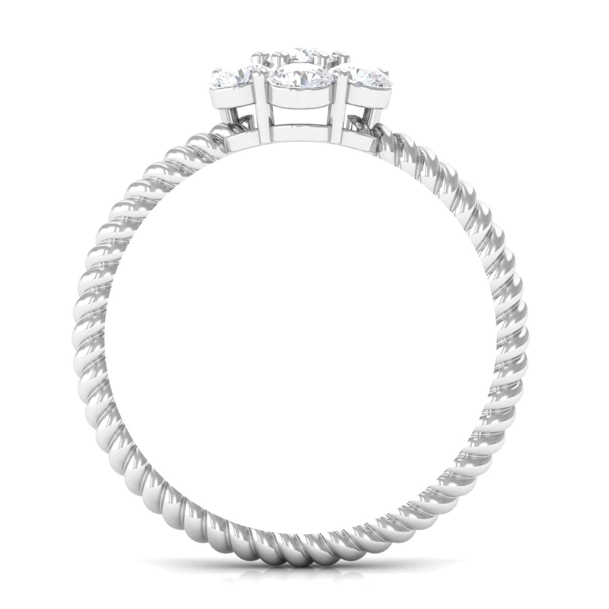Lab Created Diamond Flower Engagement Ring for Her Lab - ( EF-VS ) - Rosec Jewels