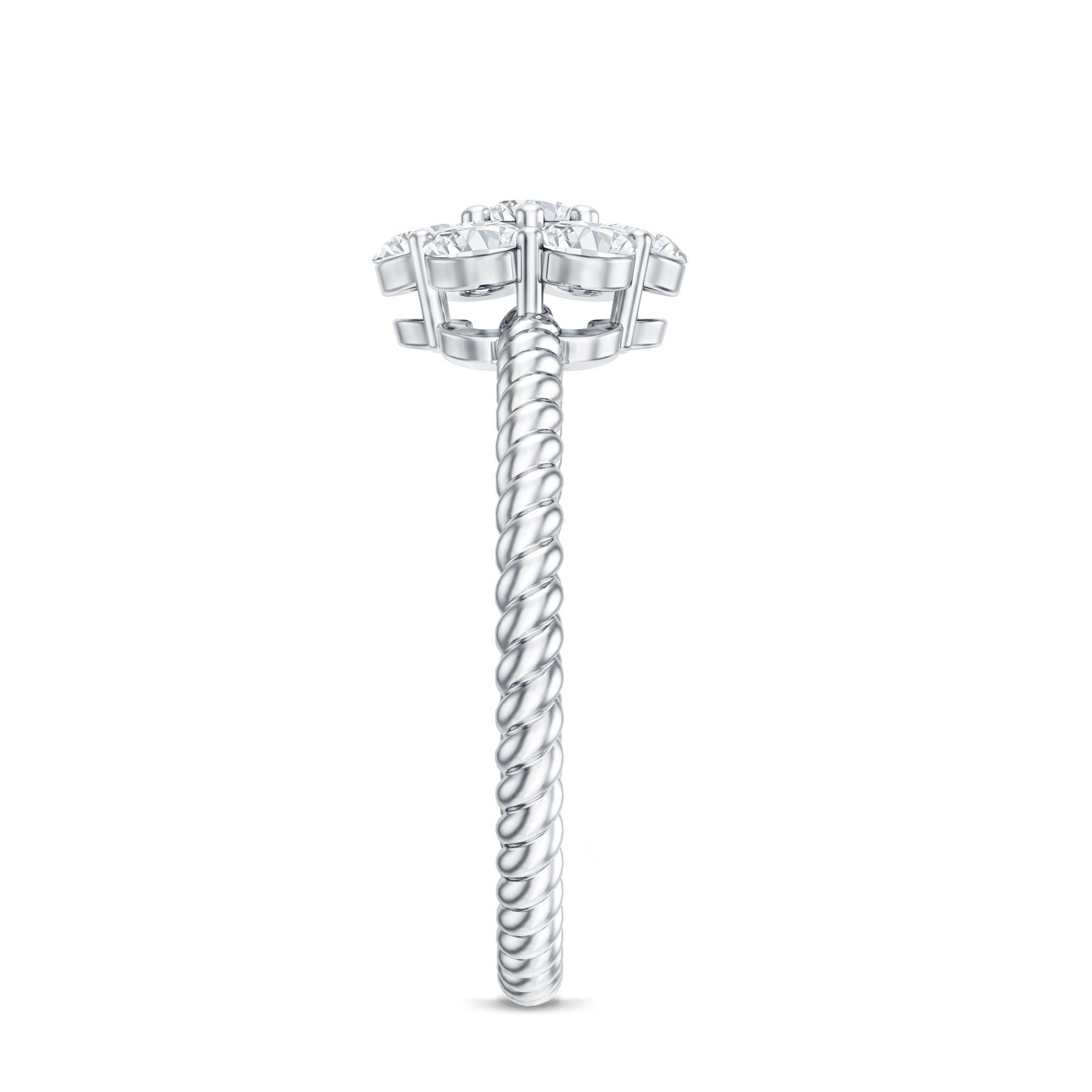 Lab Created Diamond Flower Engagement Ring for Her Lab - ( EF-VS ) - Rosec Jewels