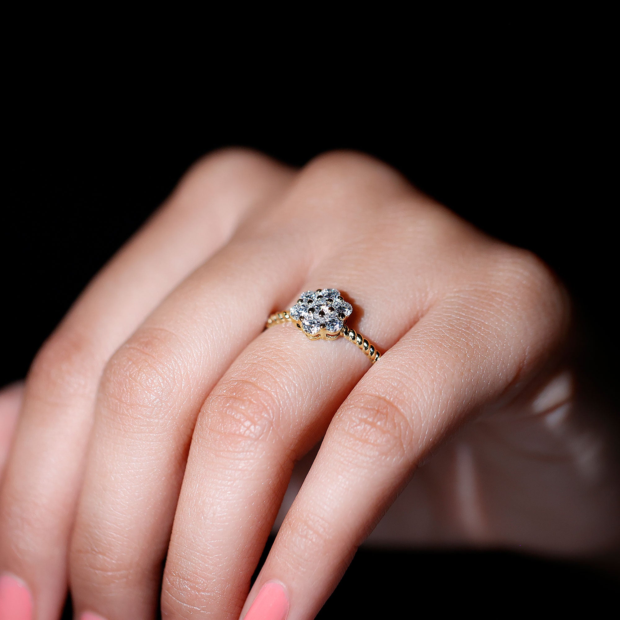 Rosec Jewels-Lab Created Diamond Flower Engagement Ring for Her
