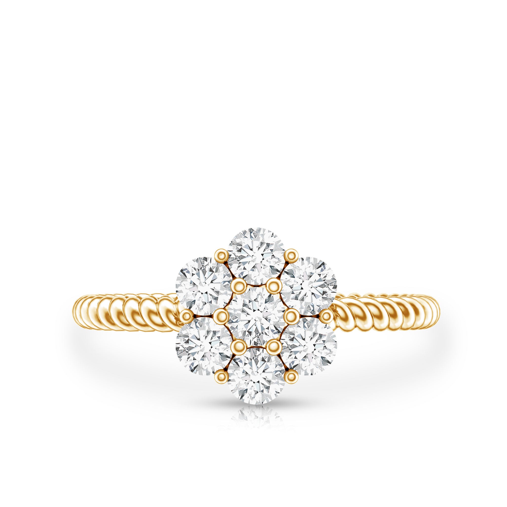 Lab Created Diamond Flower Engagement Ring for Her Lab - ( EF-VS ) - Rosec Jewels