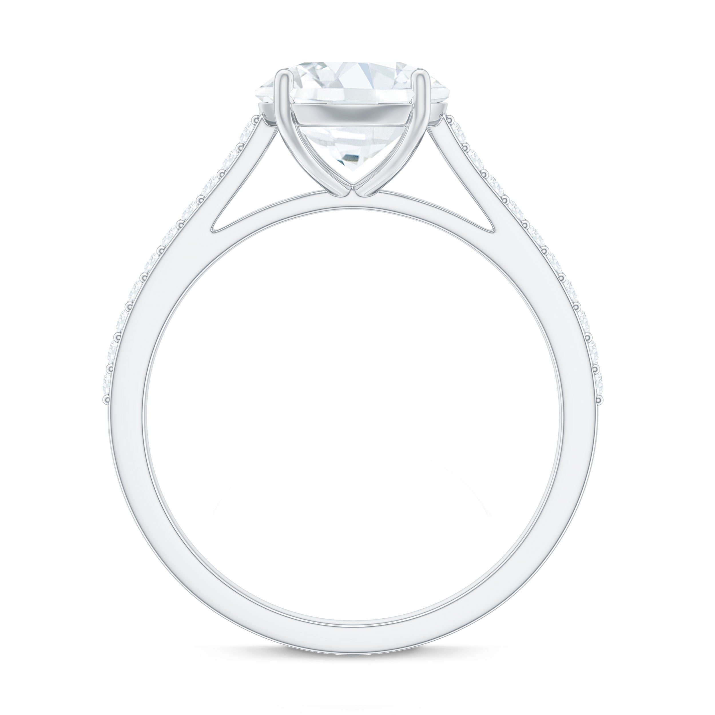 Rosec Jewels-Solitaire Lab Grown Diamond Ring with Side Stones for Women