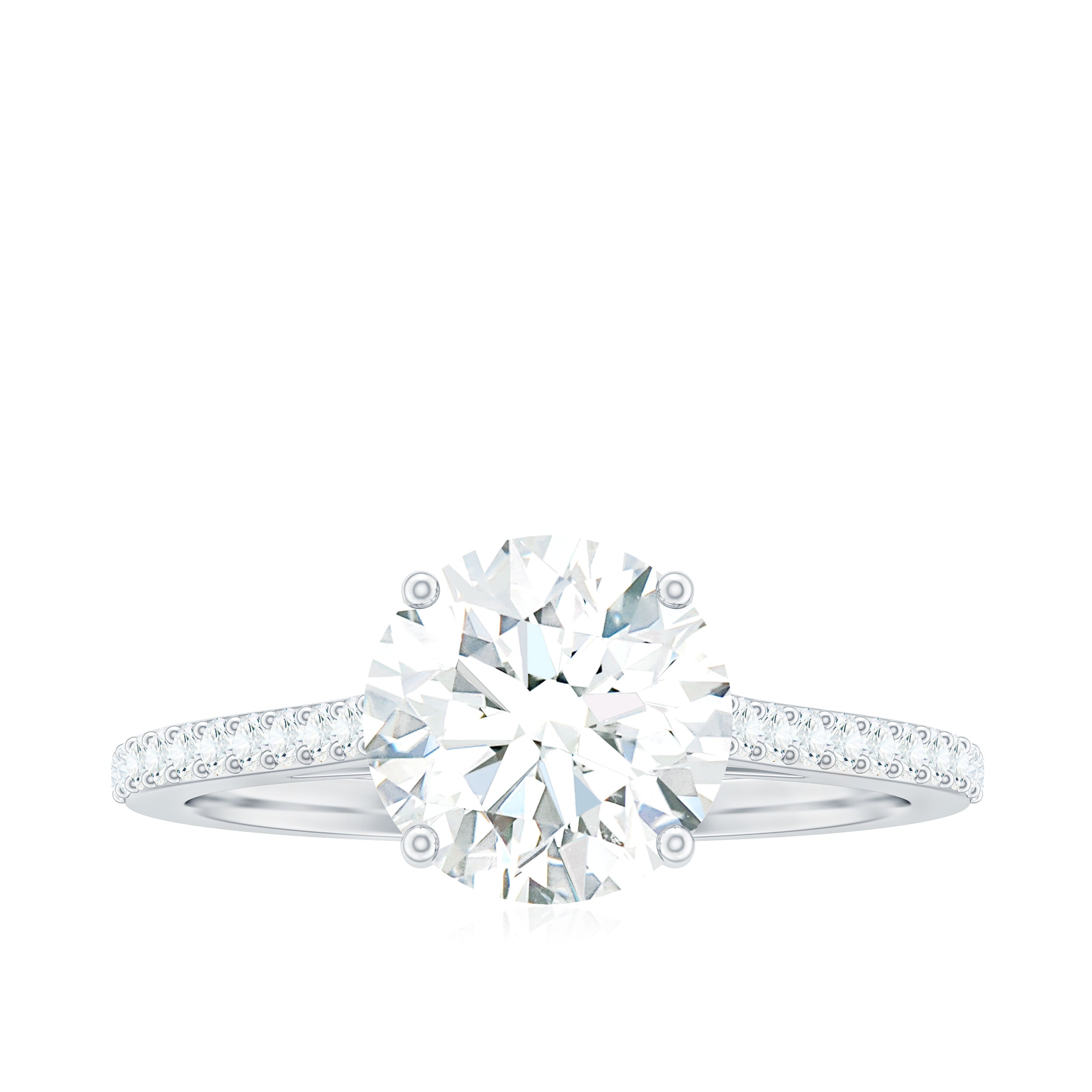 Rosec Jewels-Solitaire Lab Grown Diamond Ring with Side Stones for Women