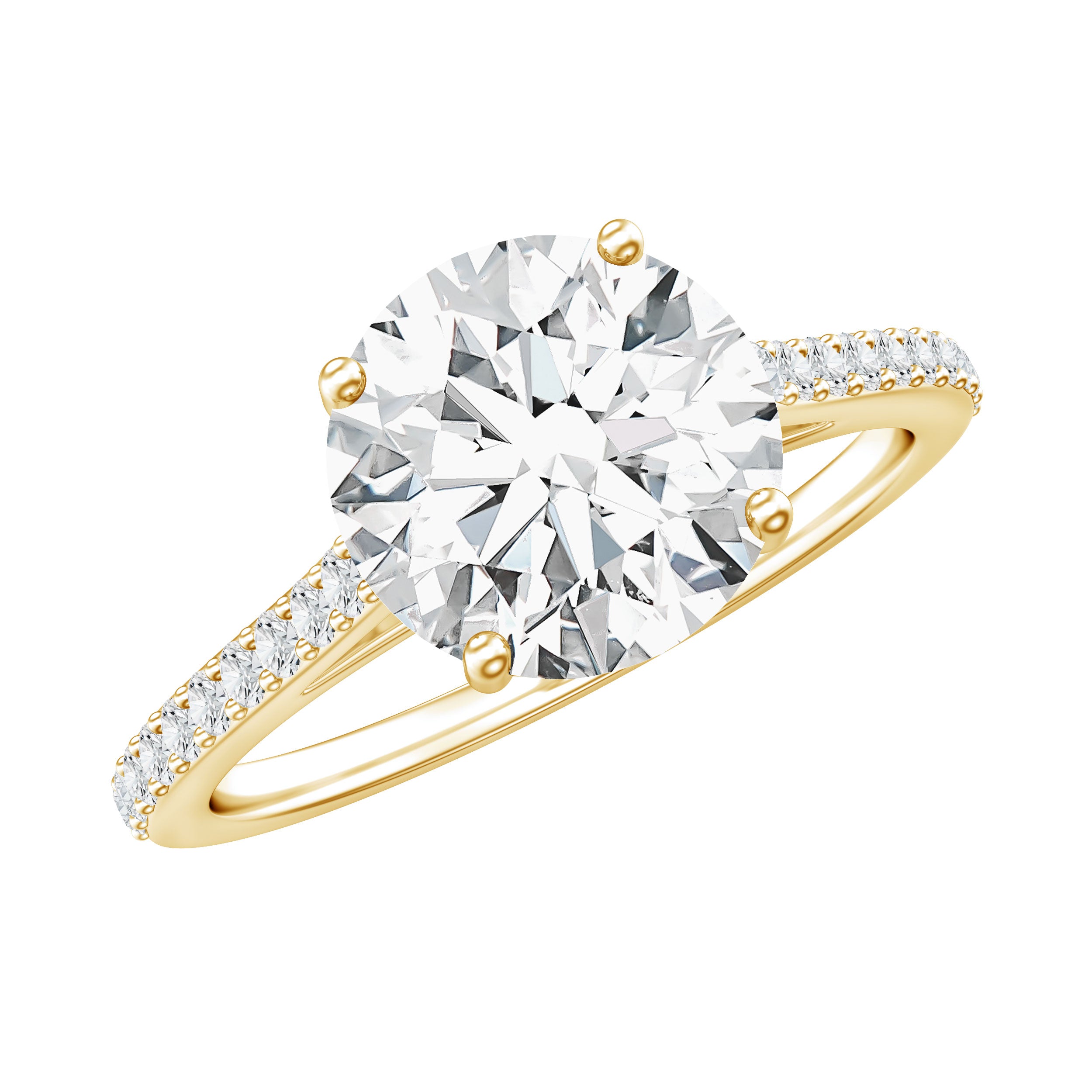Solitaire Lab Grown Diamond Ring with Side Stones for Women Lab - ( EF-VS ) - Rosec Jewels
