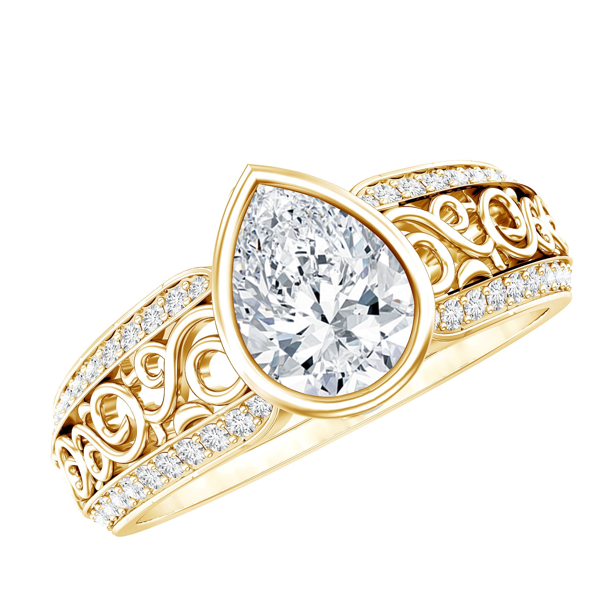Certified Lab Created Diamond Antique Engagement Ring for Women Lab - ( EF-VS ) - Rosec Jewels