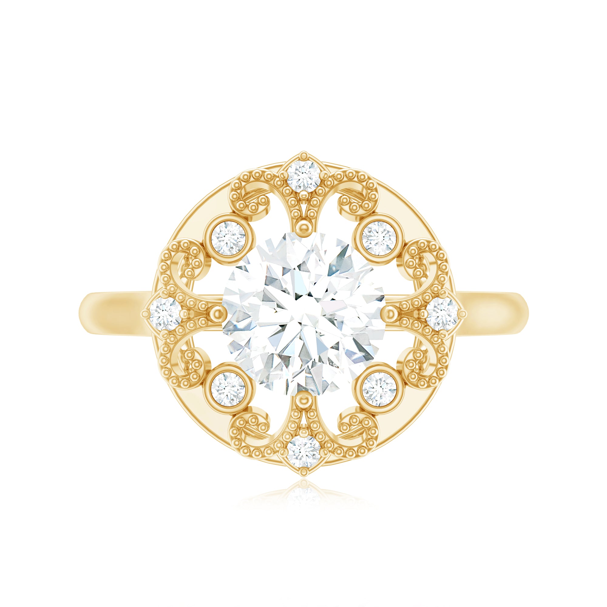 Rosec Jewels-Certified Lab Grown Diamond Beaded Engagement Ring for Women