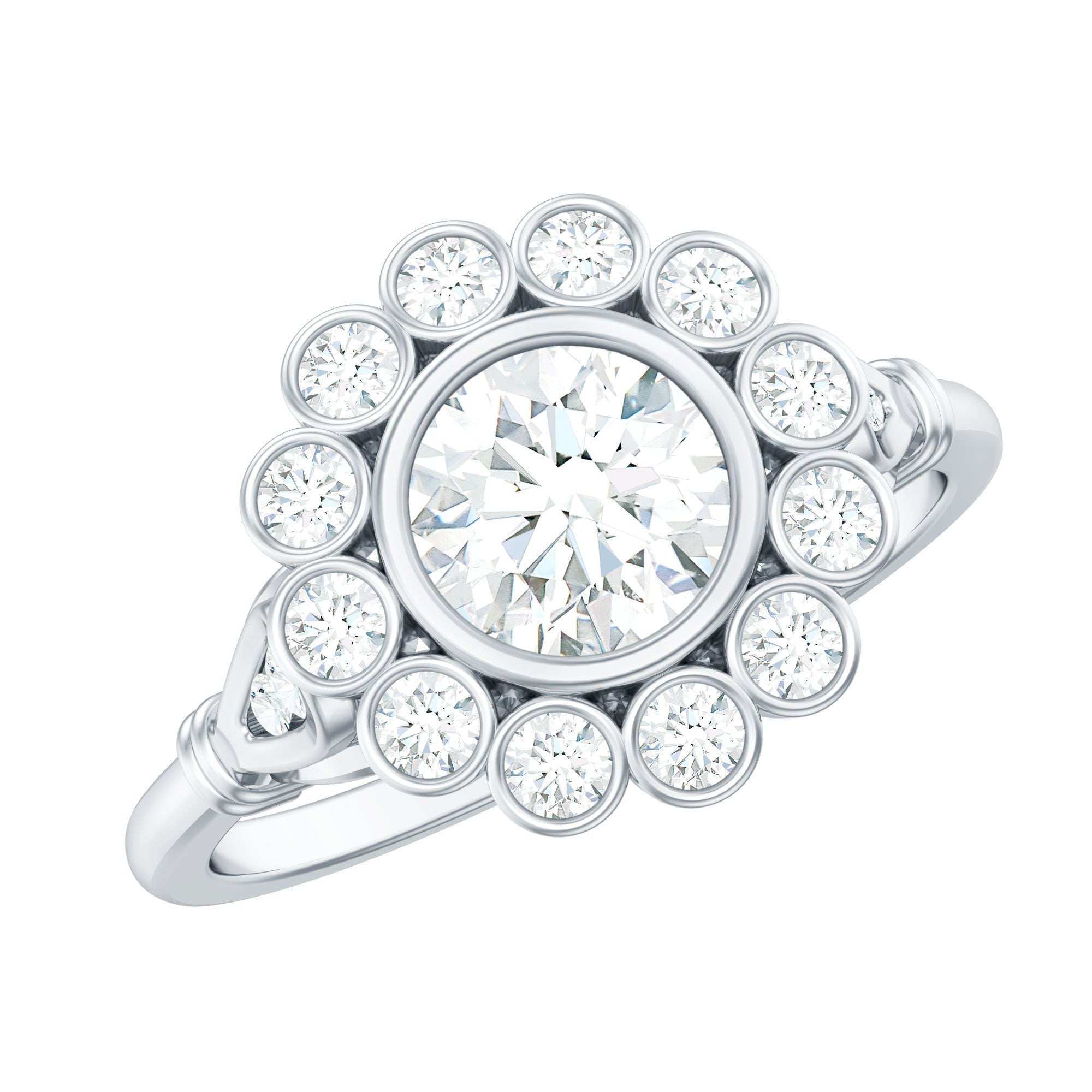 Rosec Jewels-Lab Created Diamond Flower Engagement Ring for Women