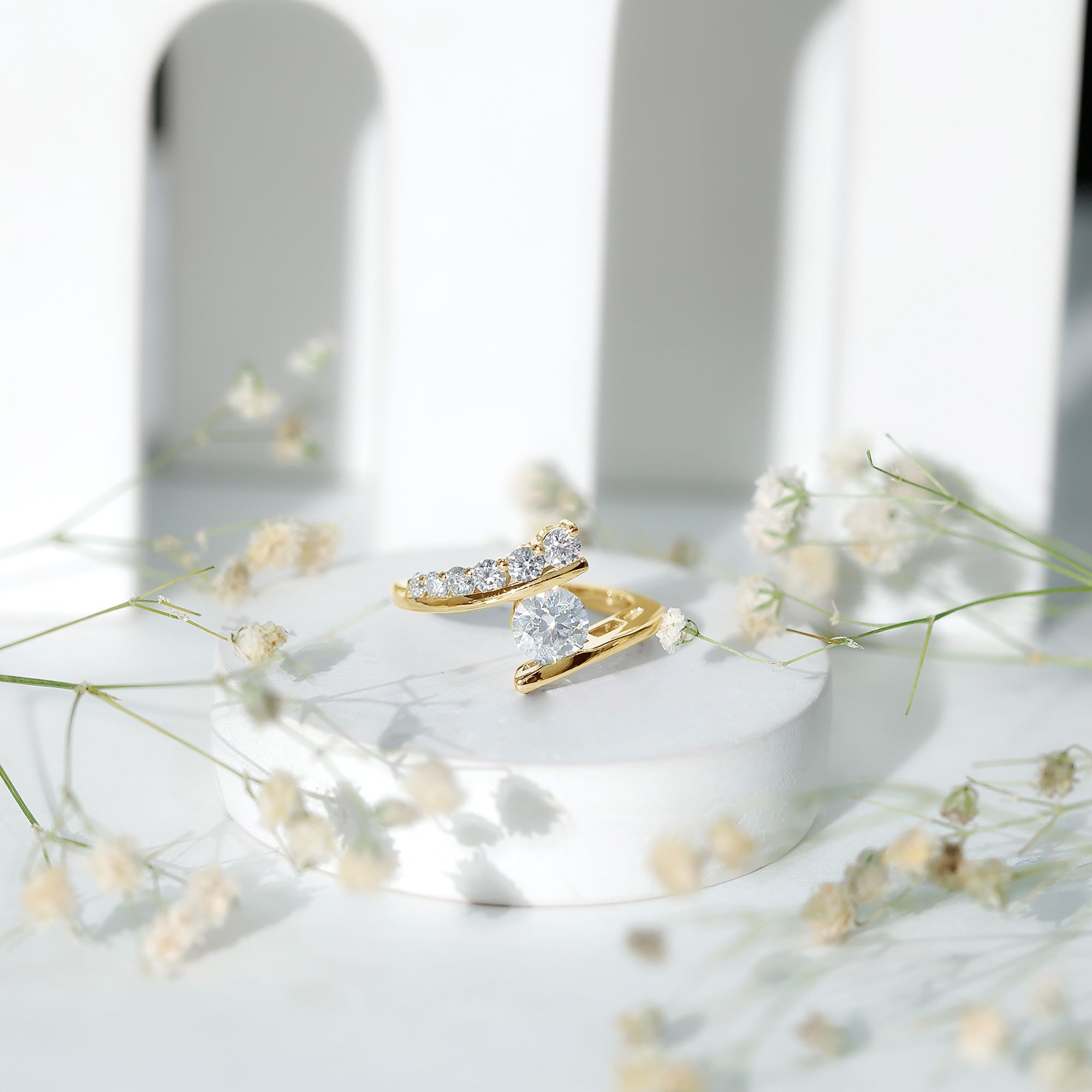 Rosec Jewels-Certified Lab Grown Diamond Bypass Engagement Ring for Women