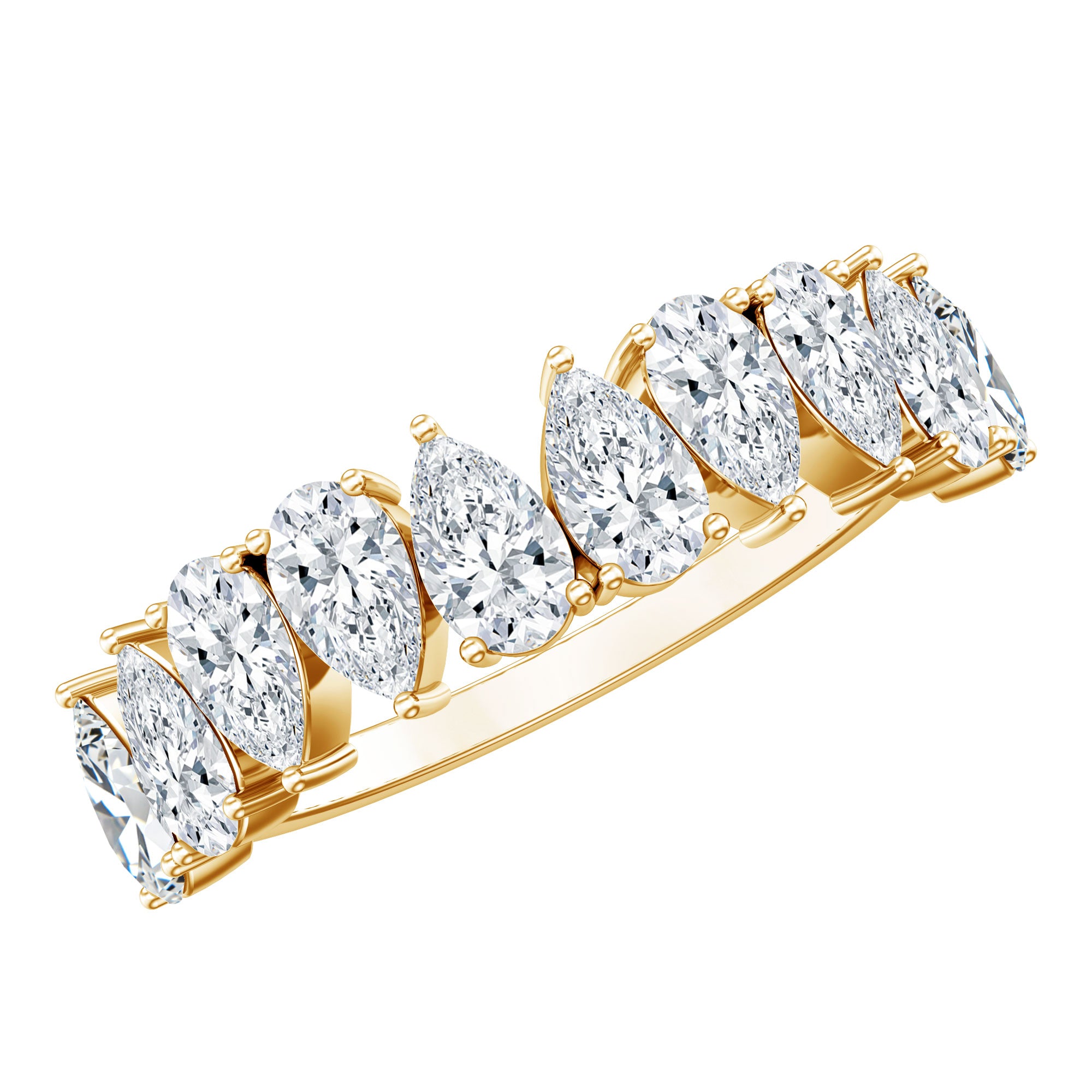 Pear Cut Lab Created Diamond Half Eternity Wedding Band Lab - ( EF-VS ) - Rosec Jewels