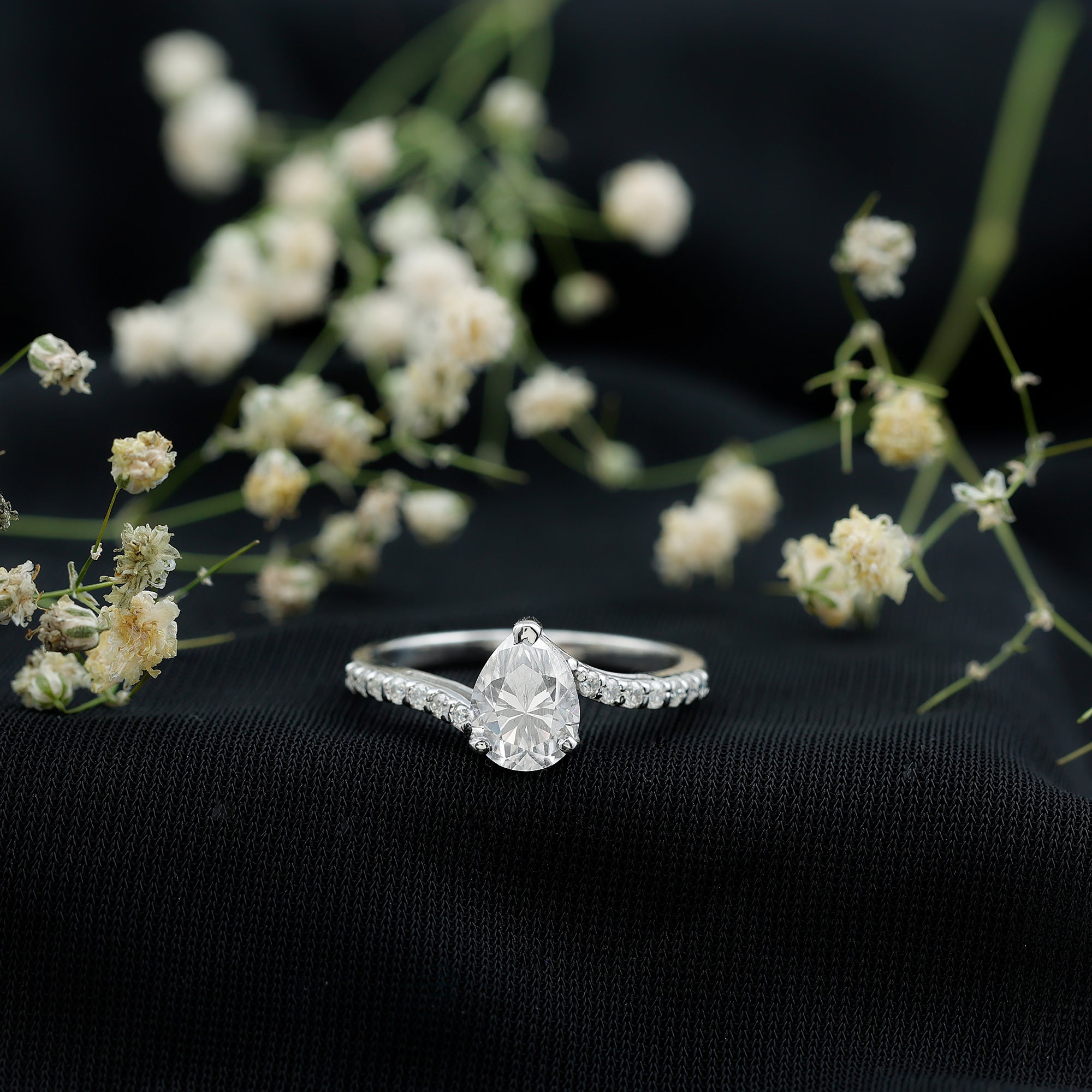 Certified 1.3 Carat Pear Cut Lab Created Diamond Teardrop Engagement Ring Lab - ( EF-VS ) - Rosec Jewels