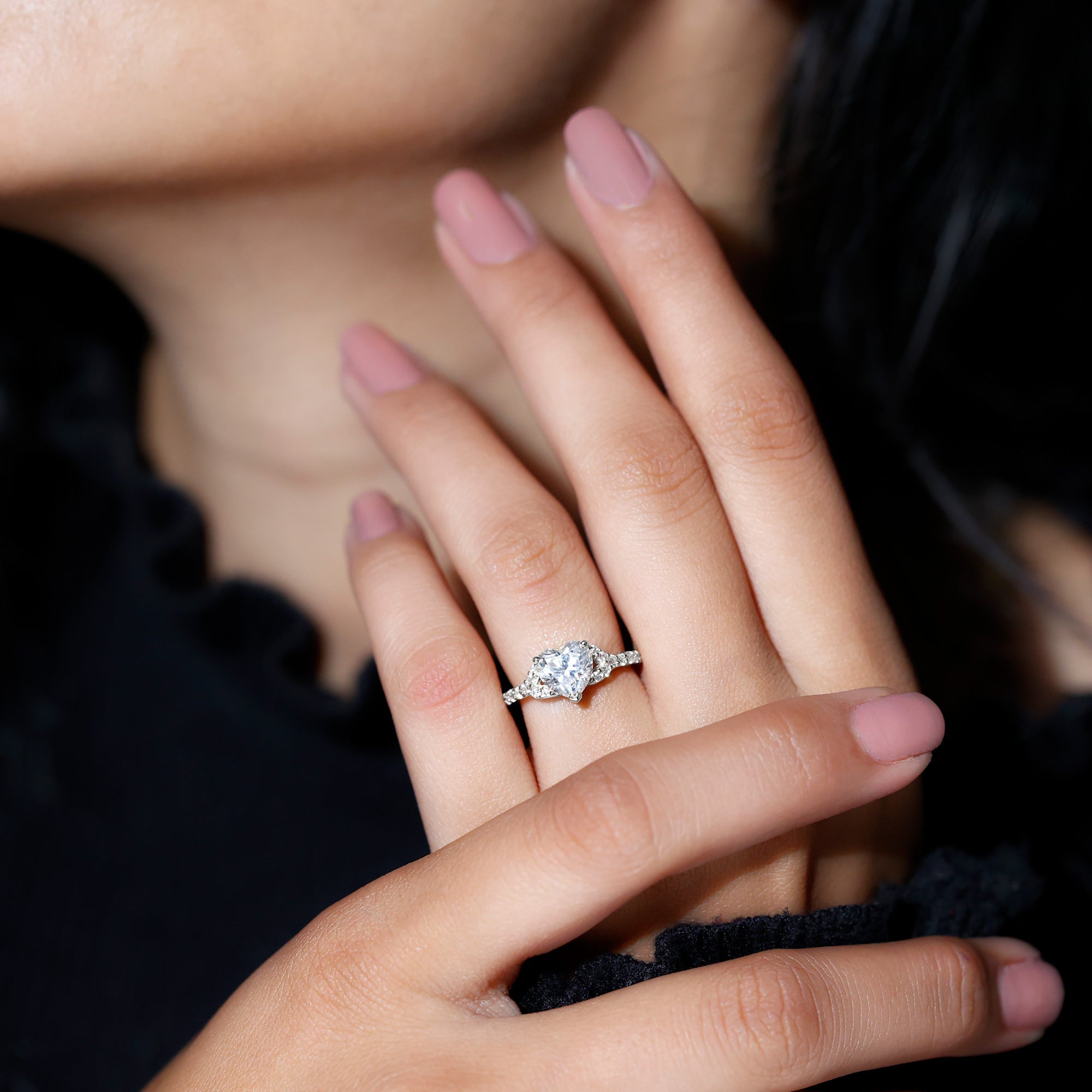 Rosec Jewels-Certified 7mm Diamond Heart Solitaire Ring For Her