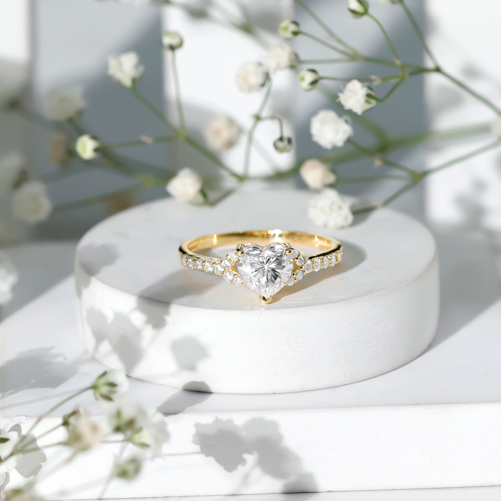 Certified 7mm Diamond Heart Solitaire Ring For Her Lab - ( EF-VS ) - Rosec Jewels